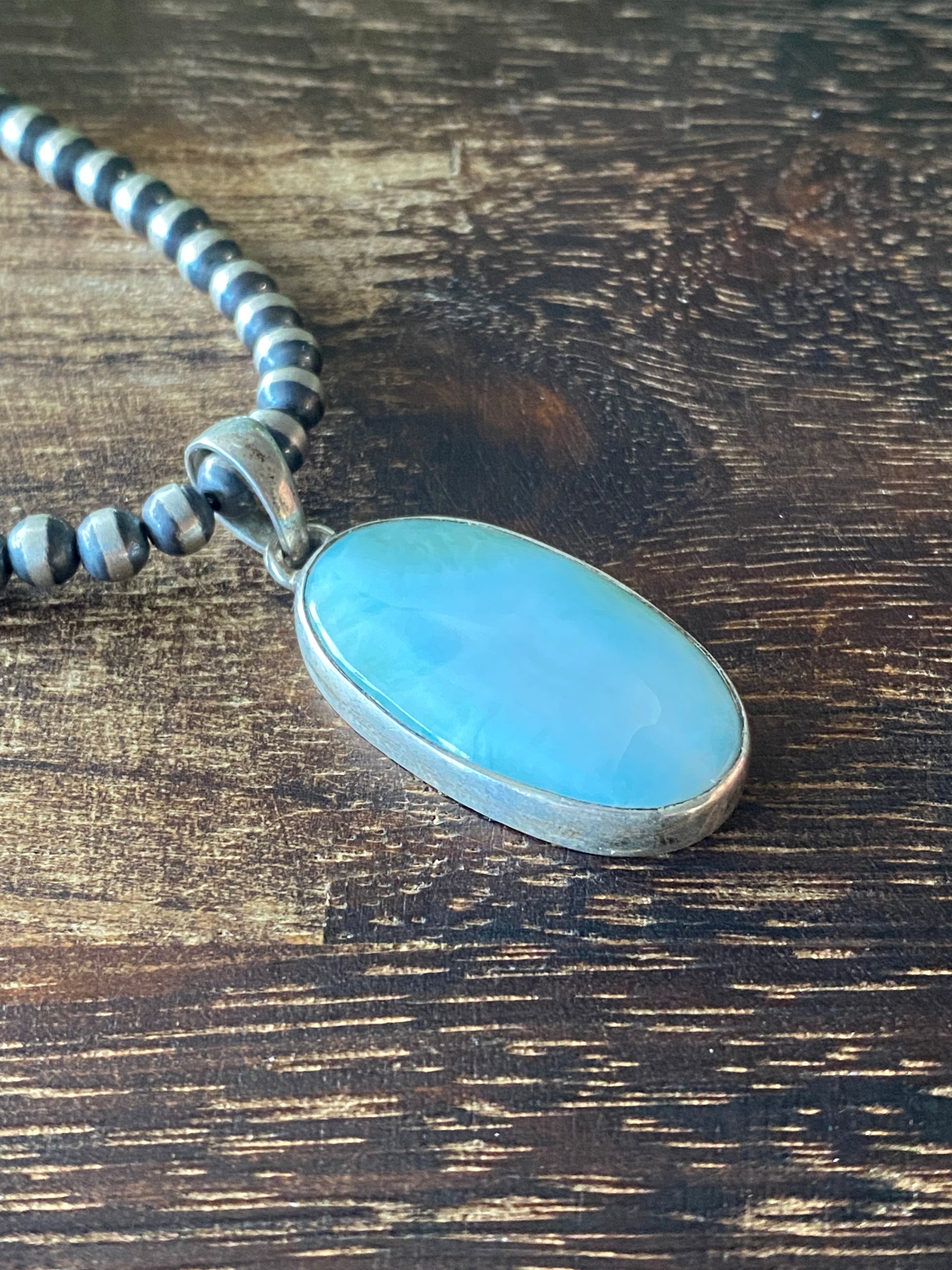 Southwest Larimar & Sterling Silver Pendant