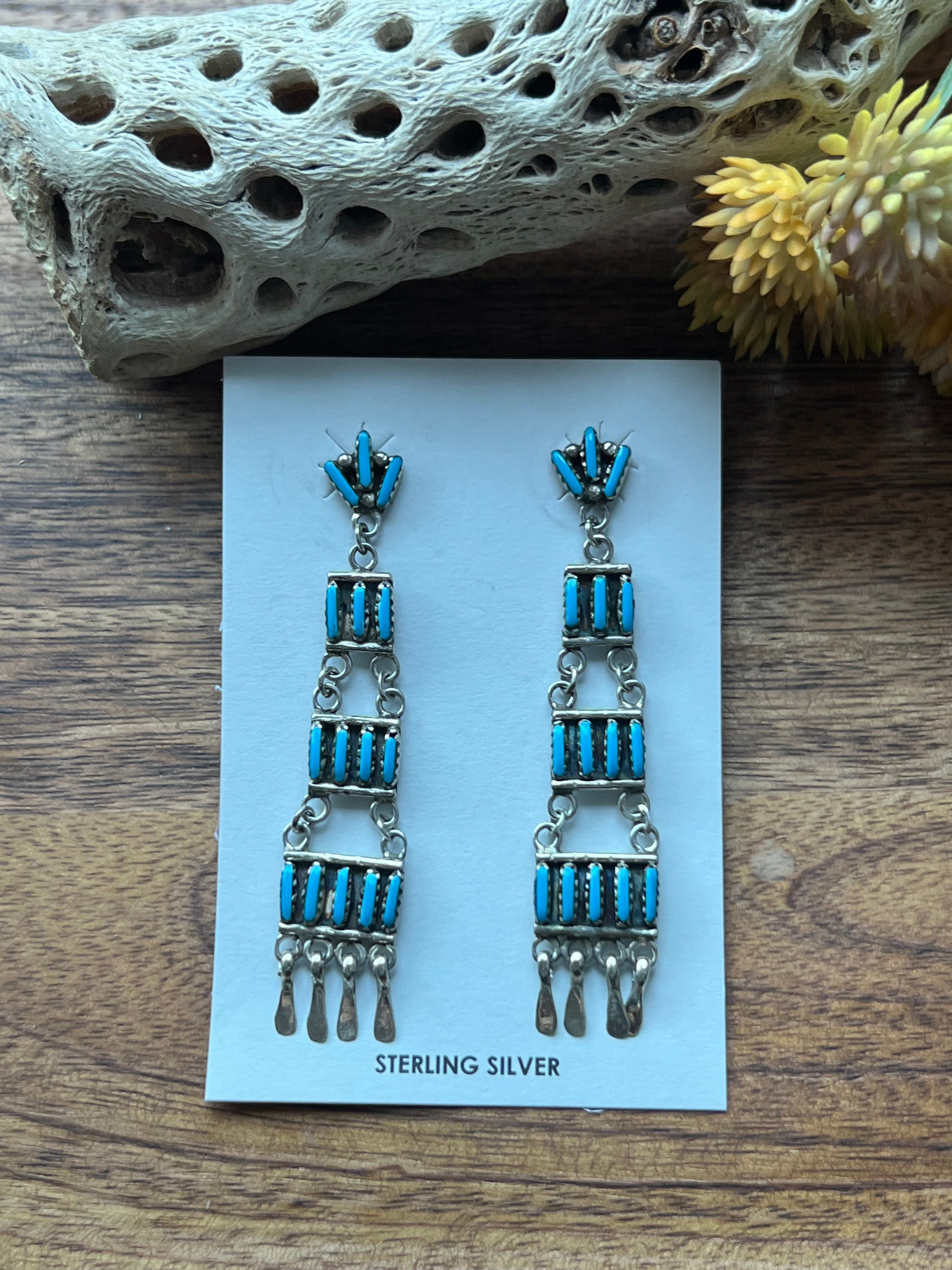 Southwest Made Kingman Turquoise Dangle Earrings