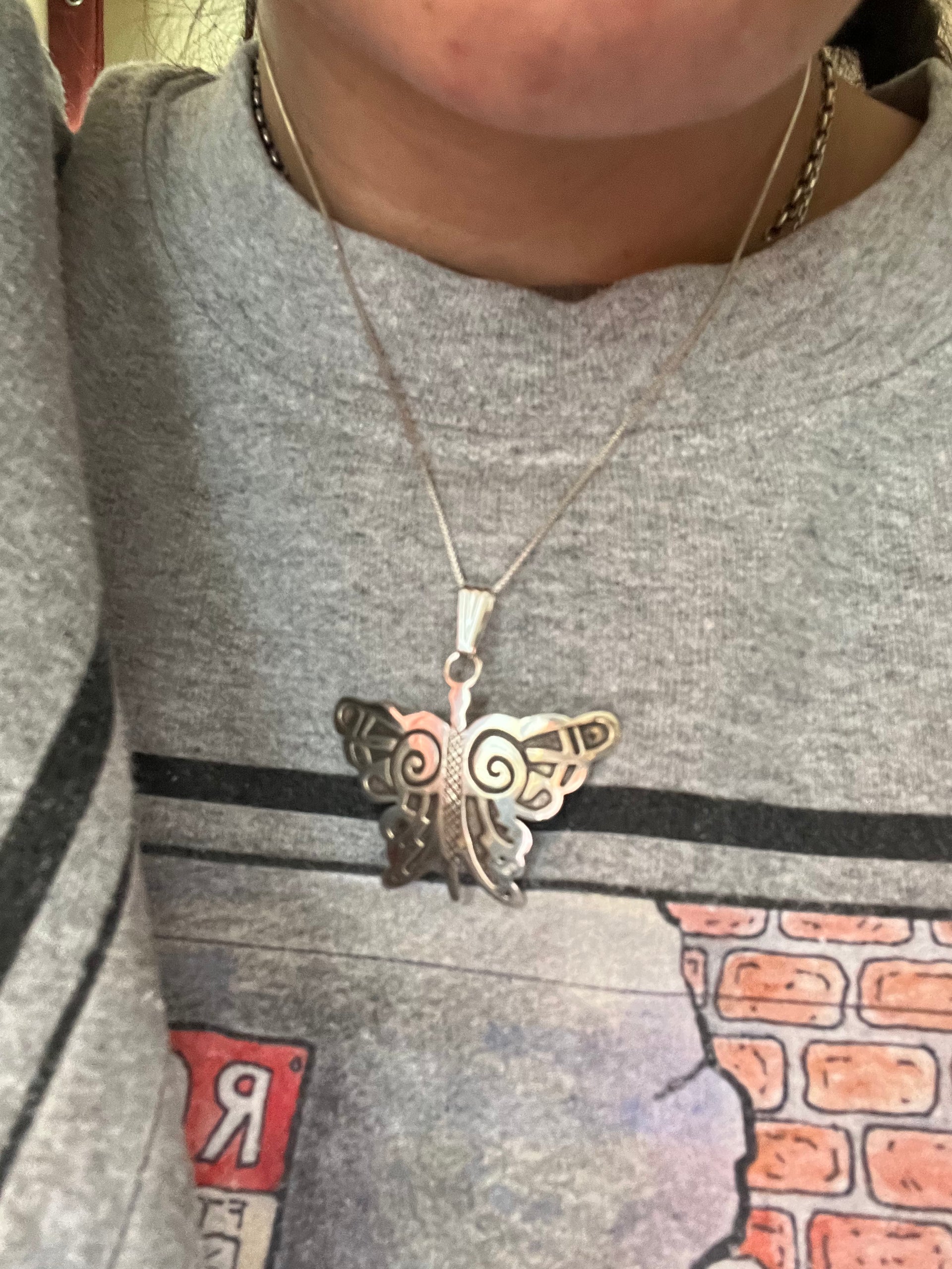 Navajo Made Sterling Silver Butterfly Pendant
