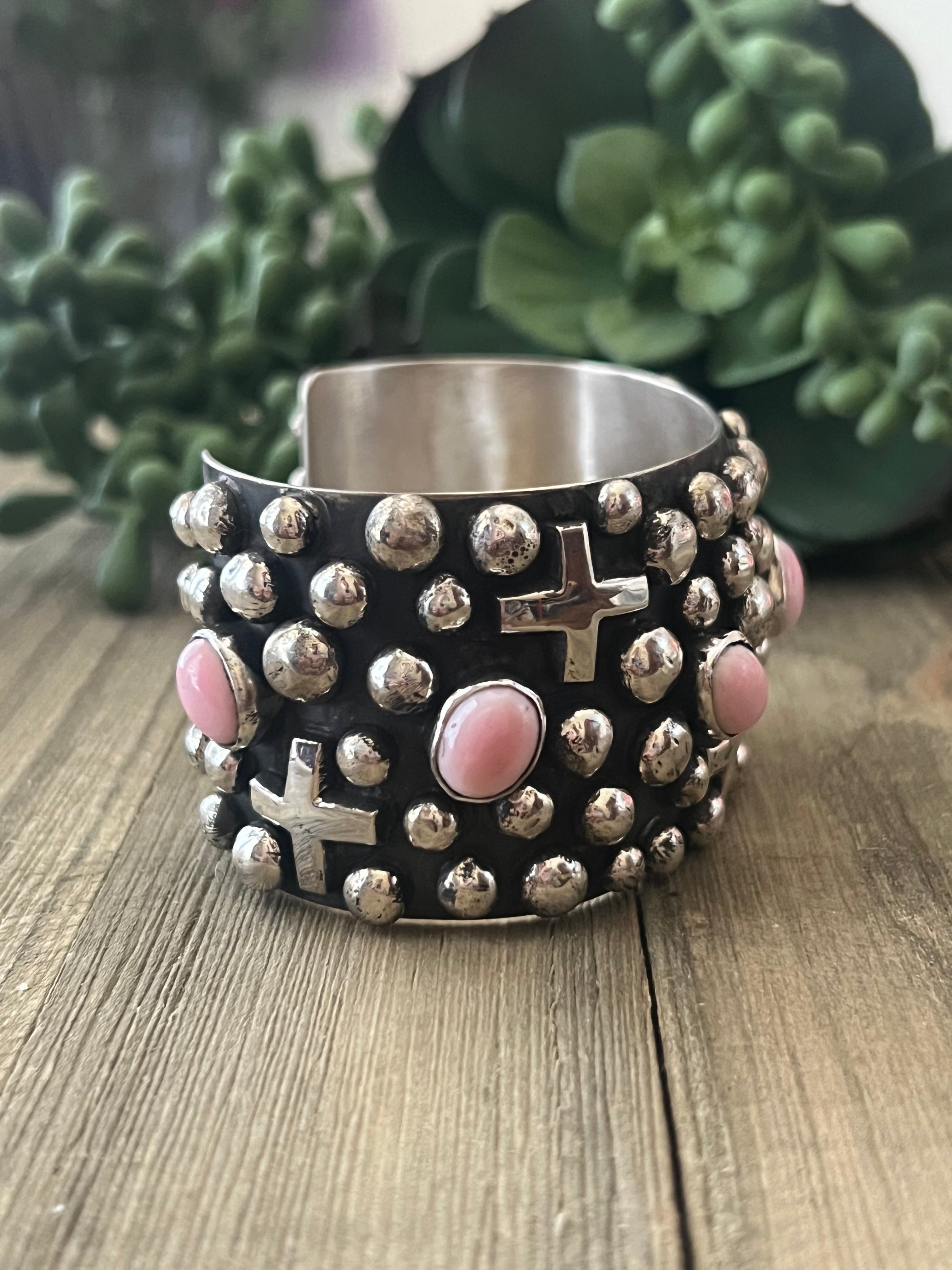 Chimney Butte Pink Conch Shell & Sterling Silver Cuff Bracelet