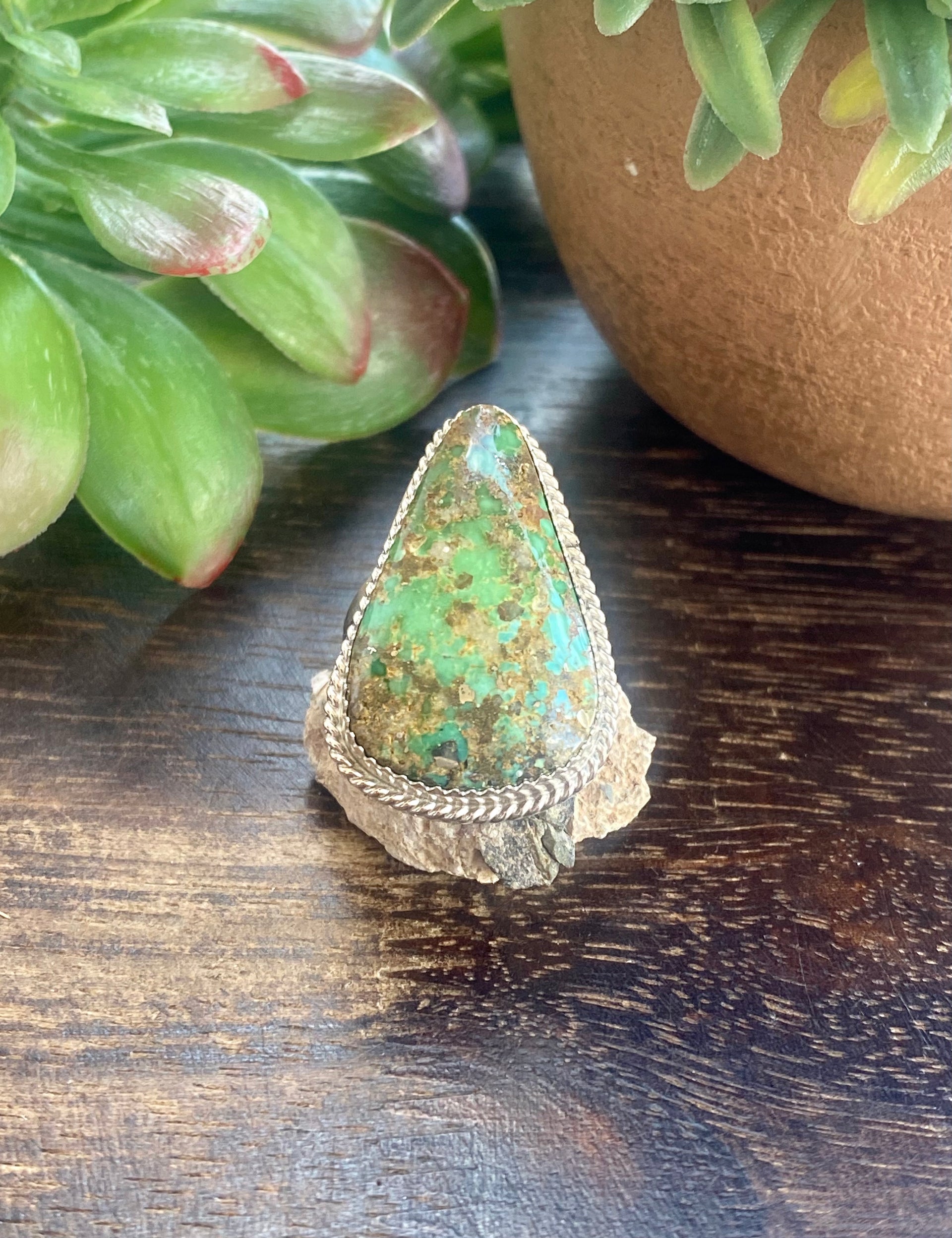 Reda Galvan Sonoran Gold Turquoise & Sterling Silver Ring Size 8.75