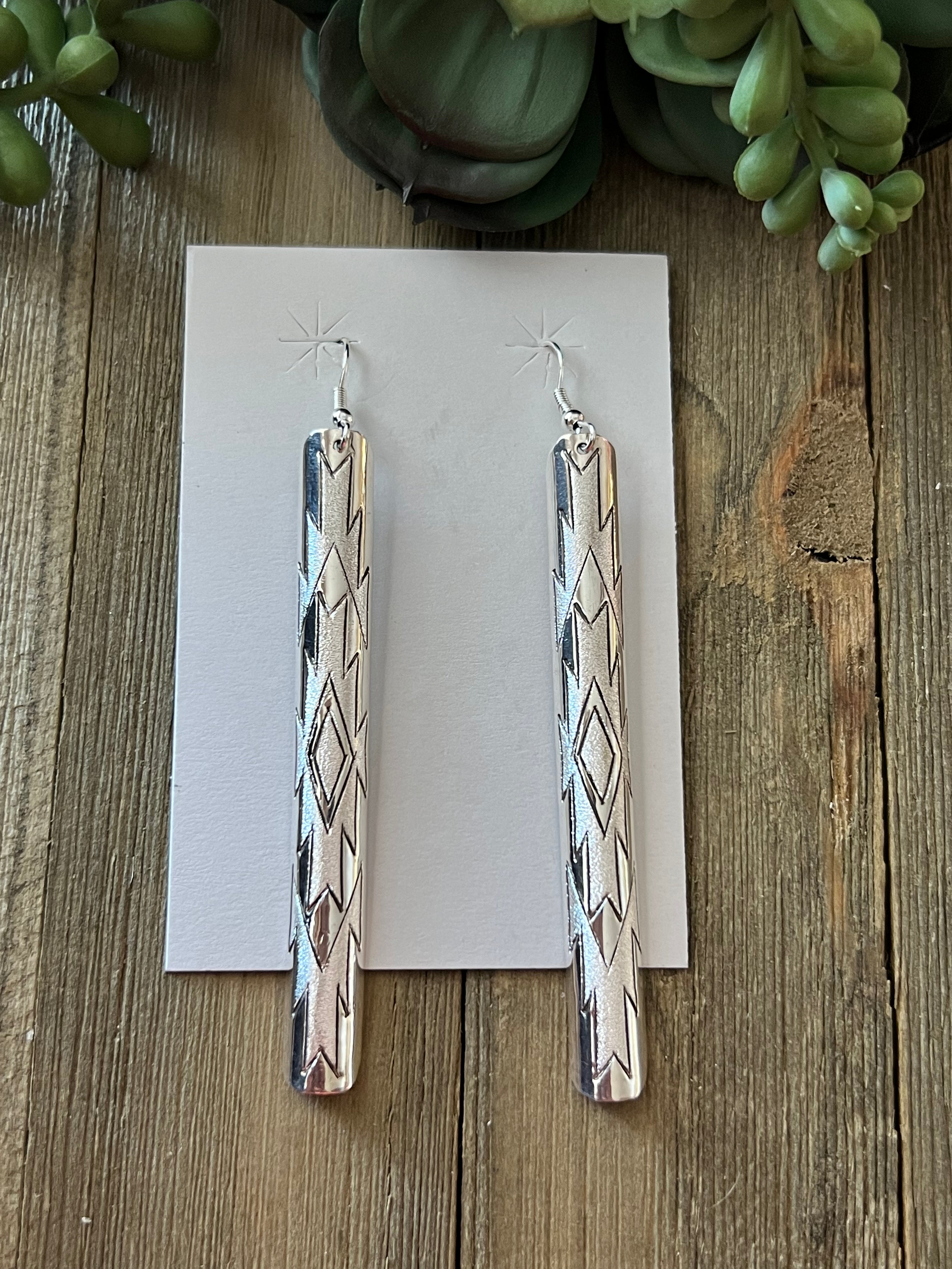 Navajo Made Sterling Silver Dangle Earrings