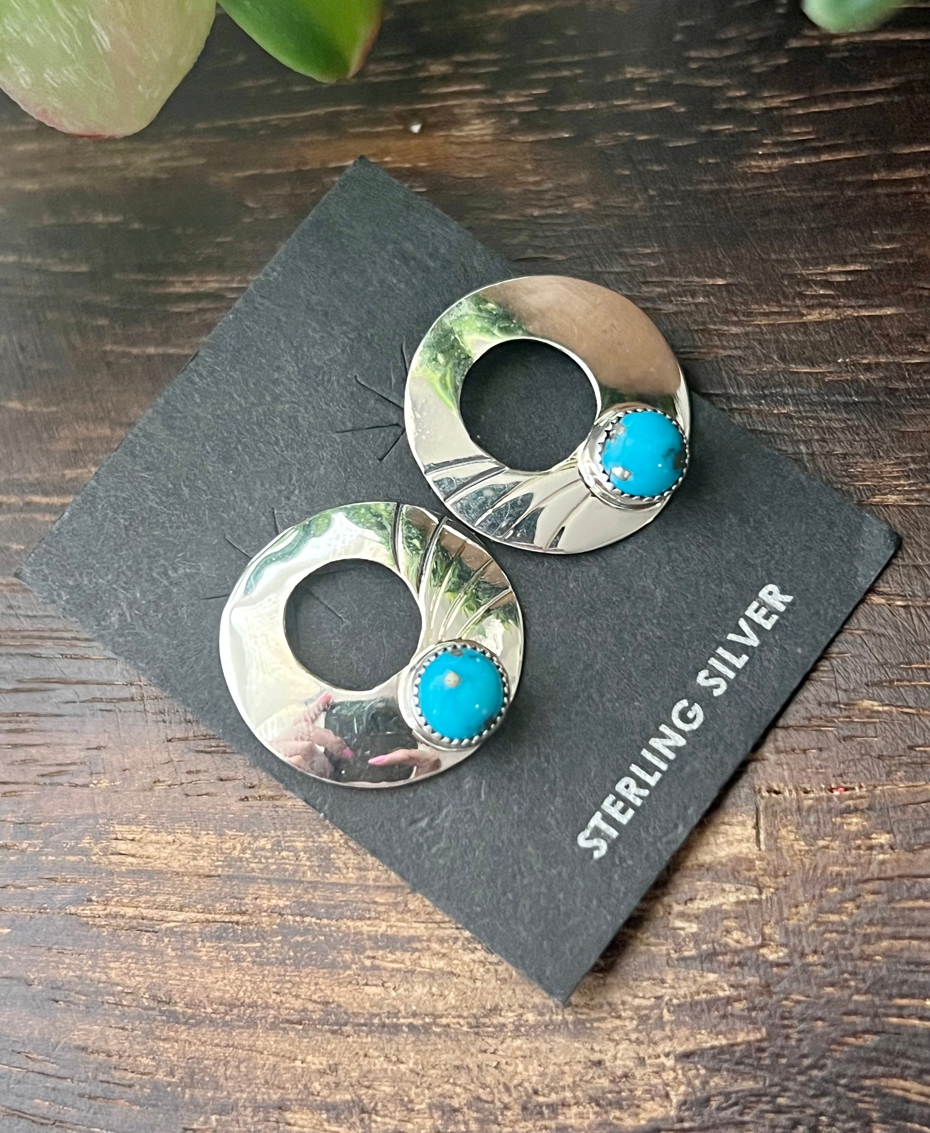 Jon Begay Kingman Turquoise & Sterling Silver Post Earrings