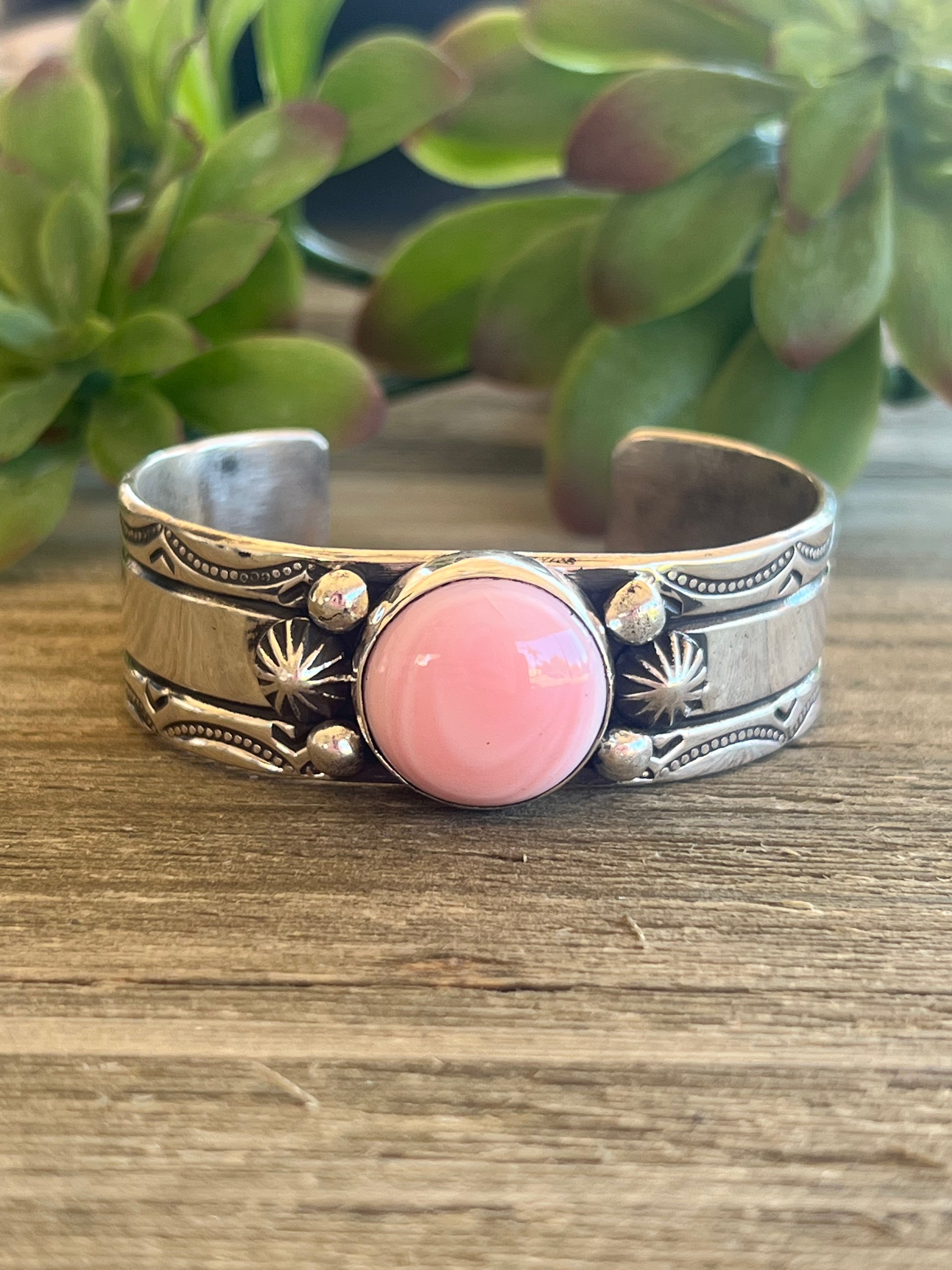 Chimney Butte Pink Conch & Sterling Silver Cuff Bracelet