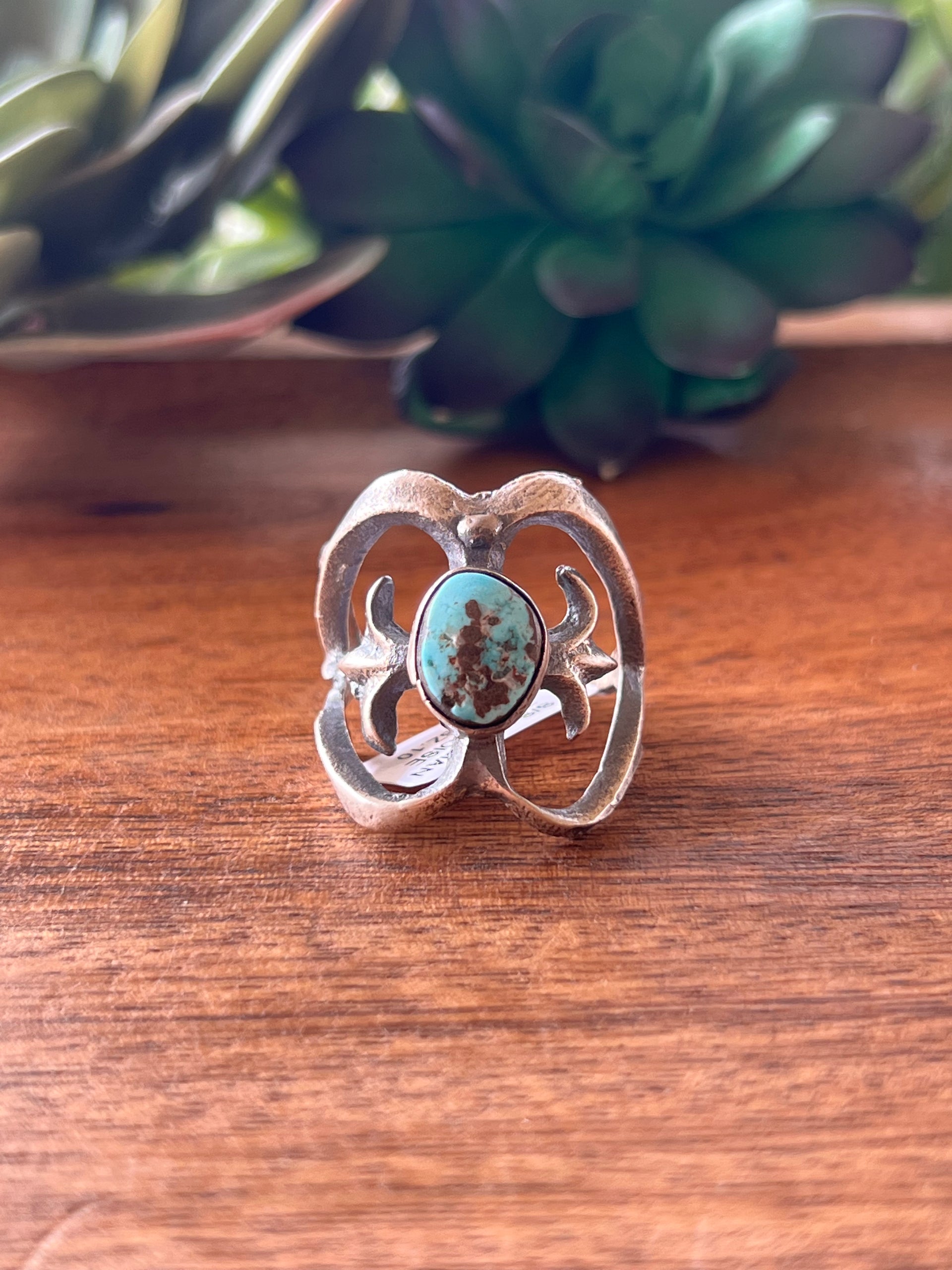 Tonya Yazzie Kingman Turquoise & Sterling Silver Ring Size 10