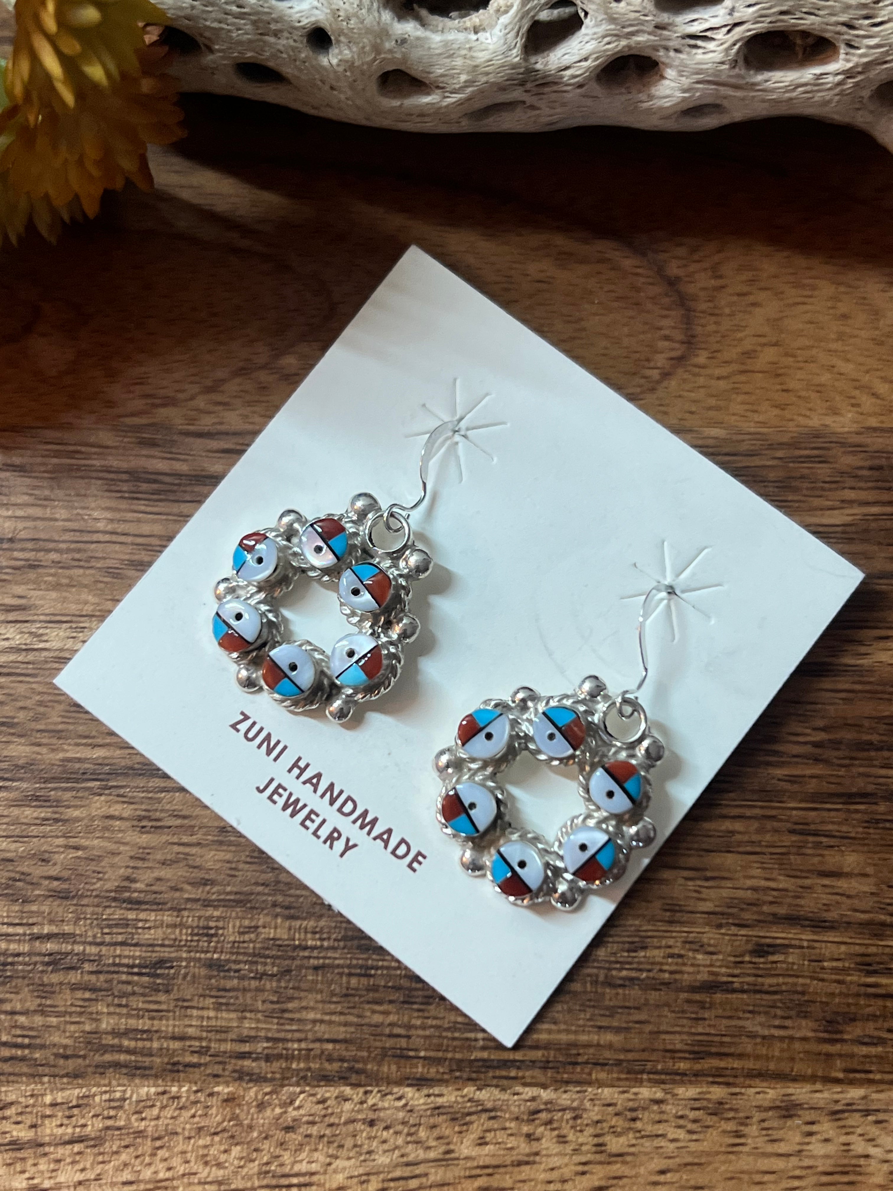 Sonya Lalo Multi Stone & Sterling Silver Inlay Dangle Earrings