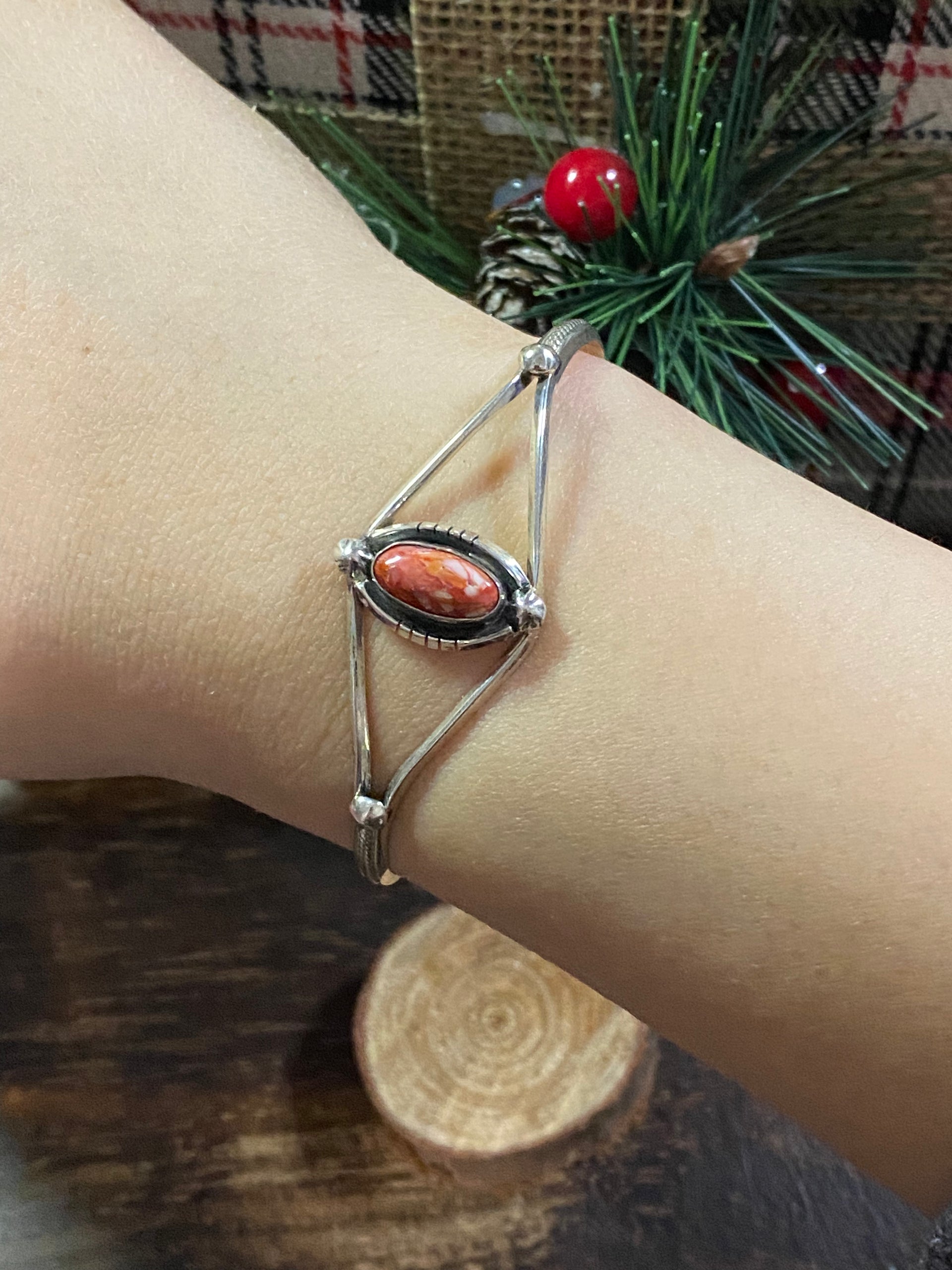 Grace Kenneth Spiny Oys & Sterling Silver Cuff Bracelet