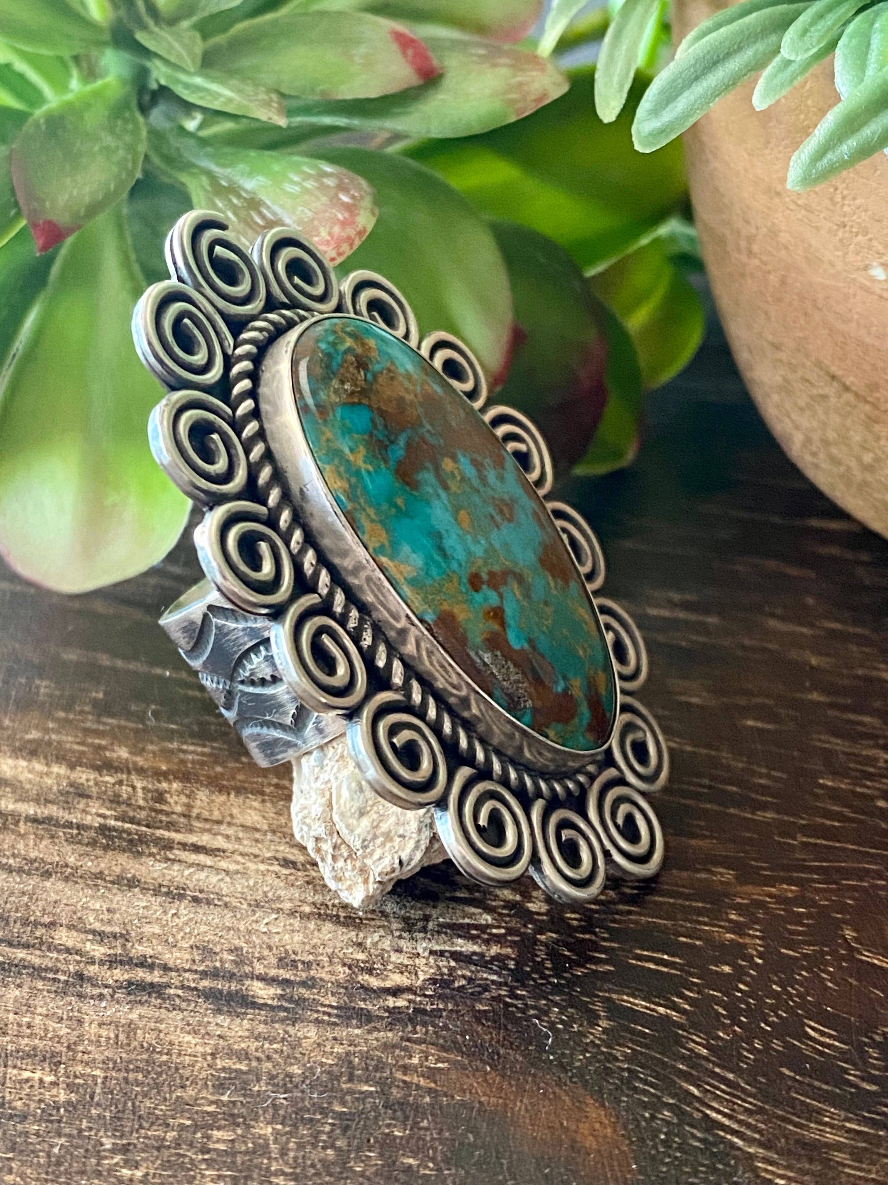 Alex Sanchez Kings Manassa Turquoise & Sterling Silver Ring Size 9.5