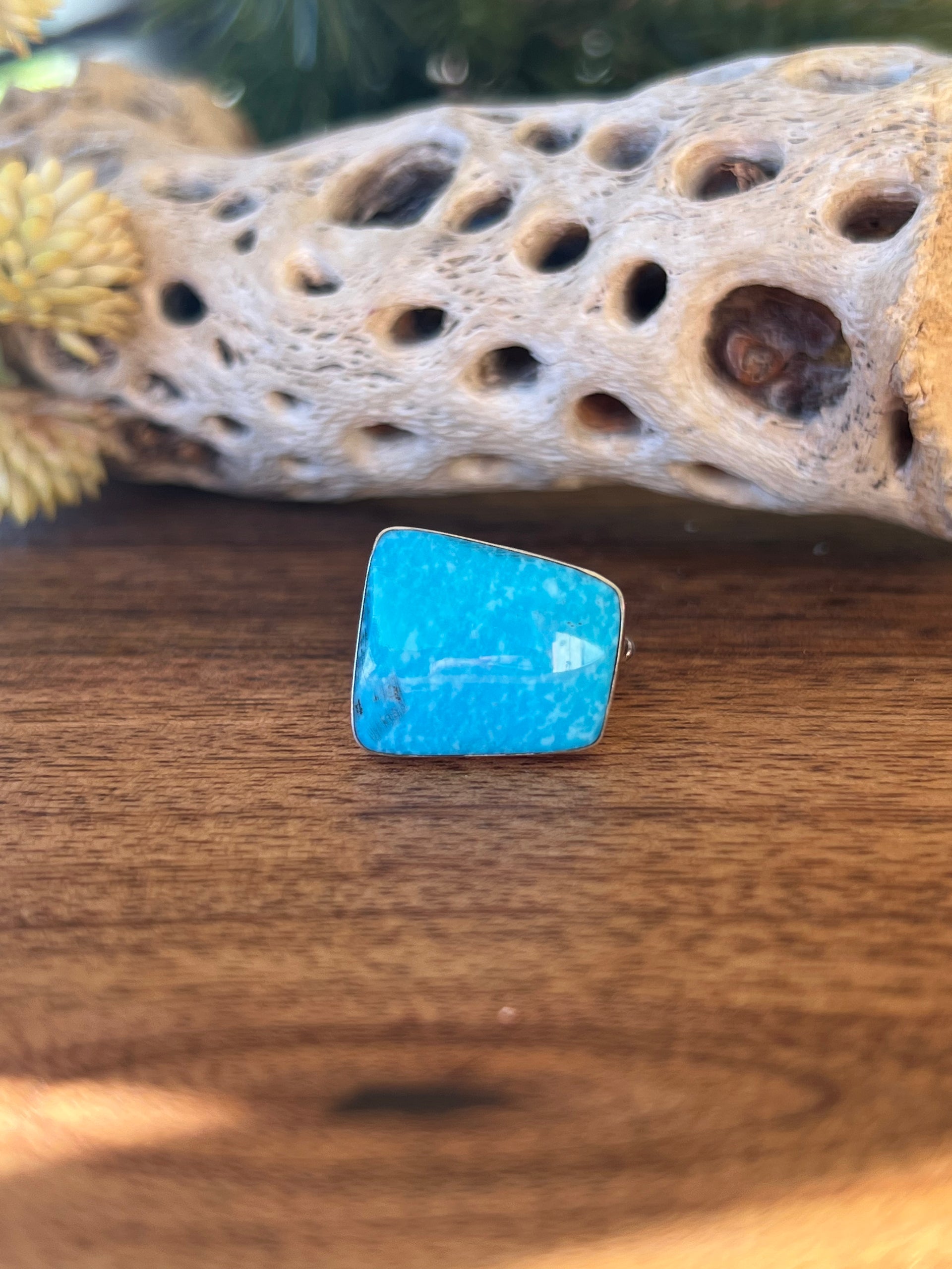 Navajo Made Kingman Turquoise & Sterling Silver Ring Size 6