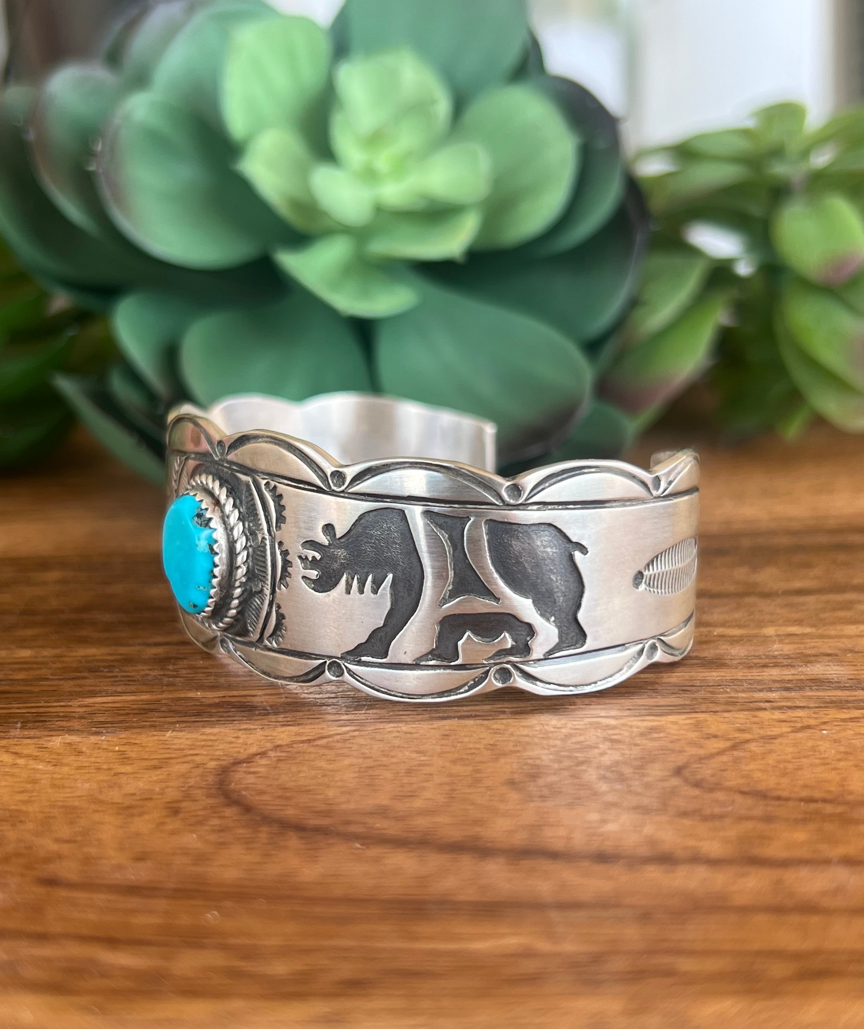 Jim Leonard Navajo Kingman Turquoise Bracelet