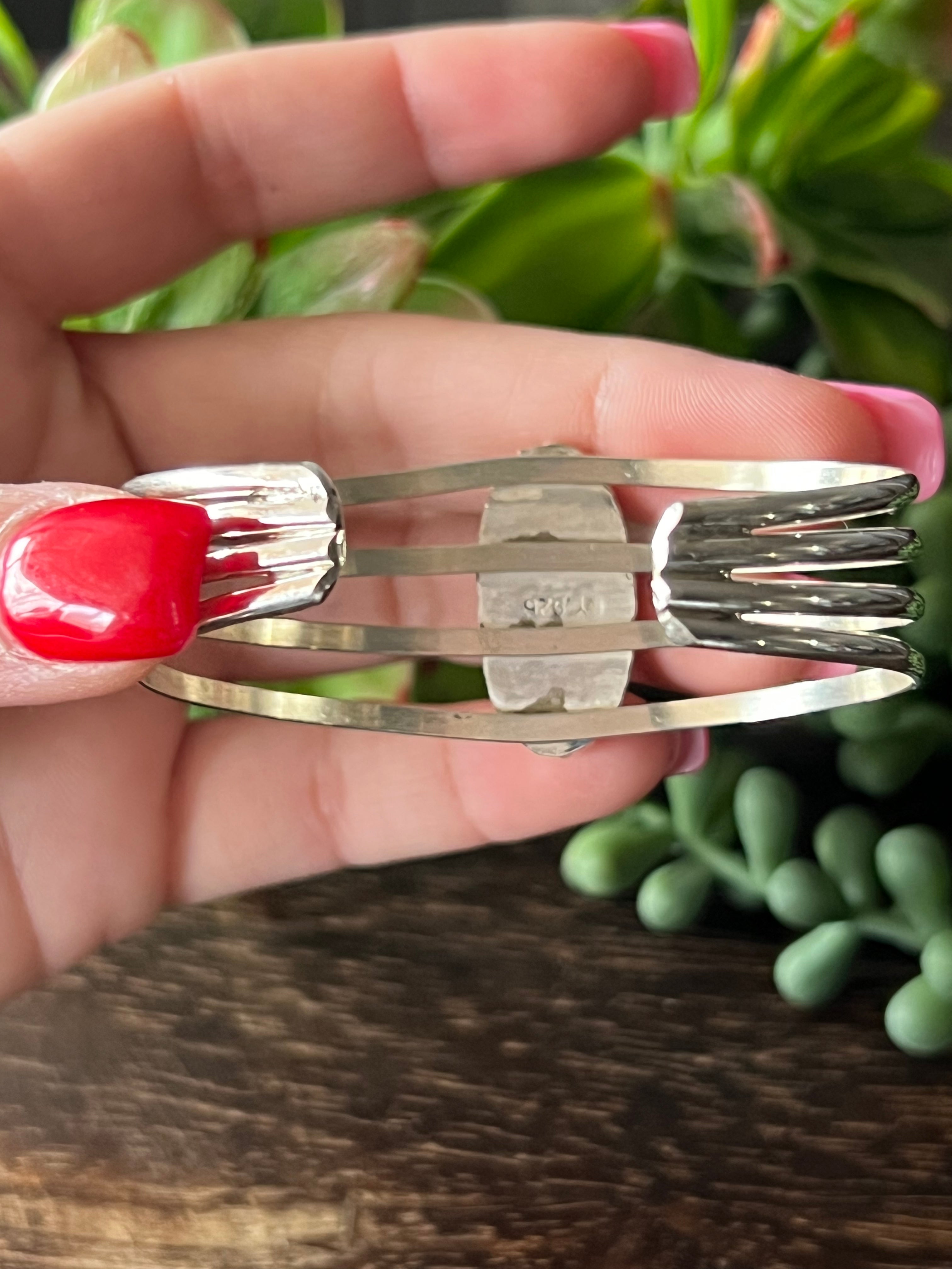 Navajo Made Sleeping Beauty& Sterling Silver Cuff Bracelet