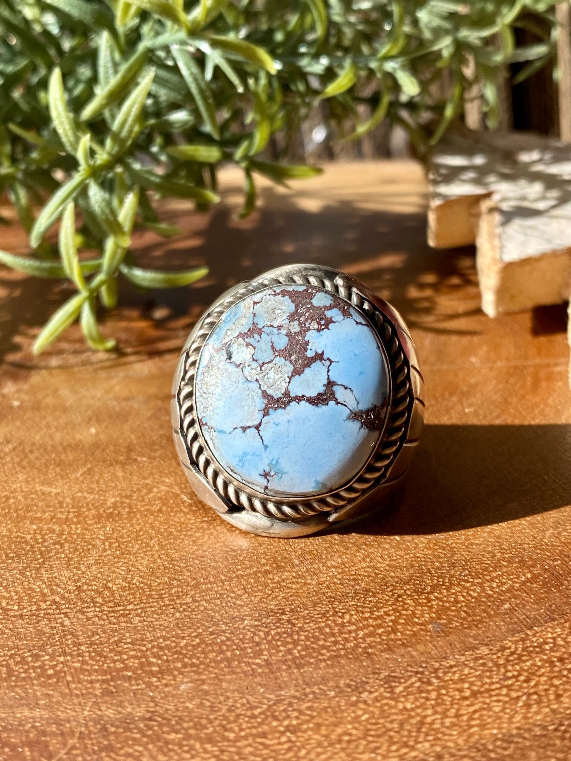 Tony Yazzie Golden Hill’s Turquoise & Sterling Silver Men’s Ring Size 13