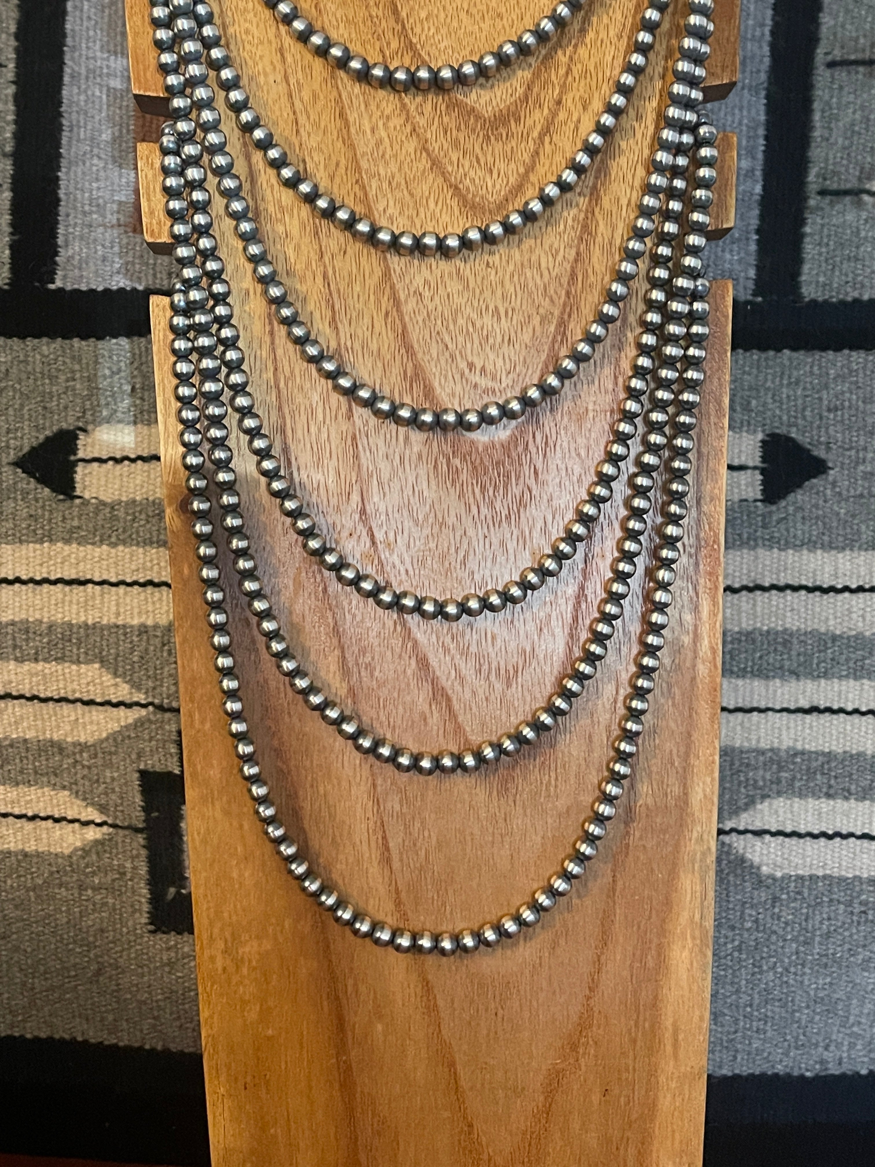 Navajo Sterling Silver 6 MM 32in Pearl Necklace