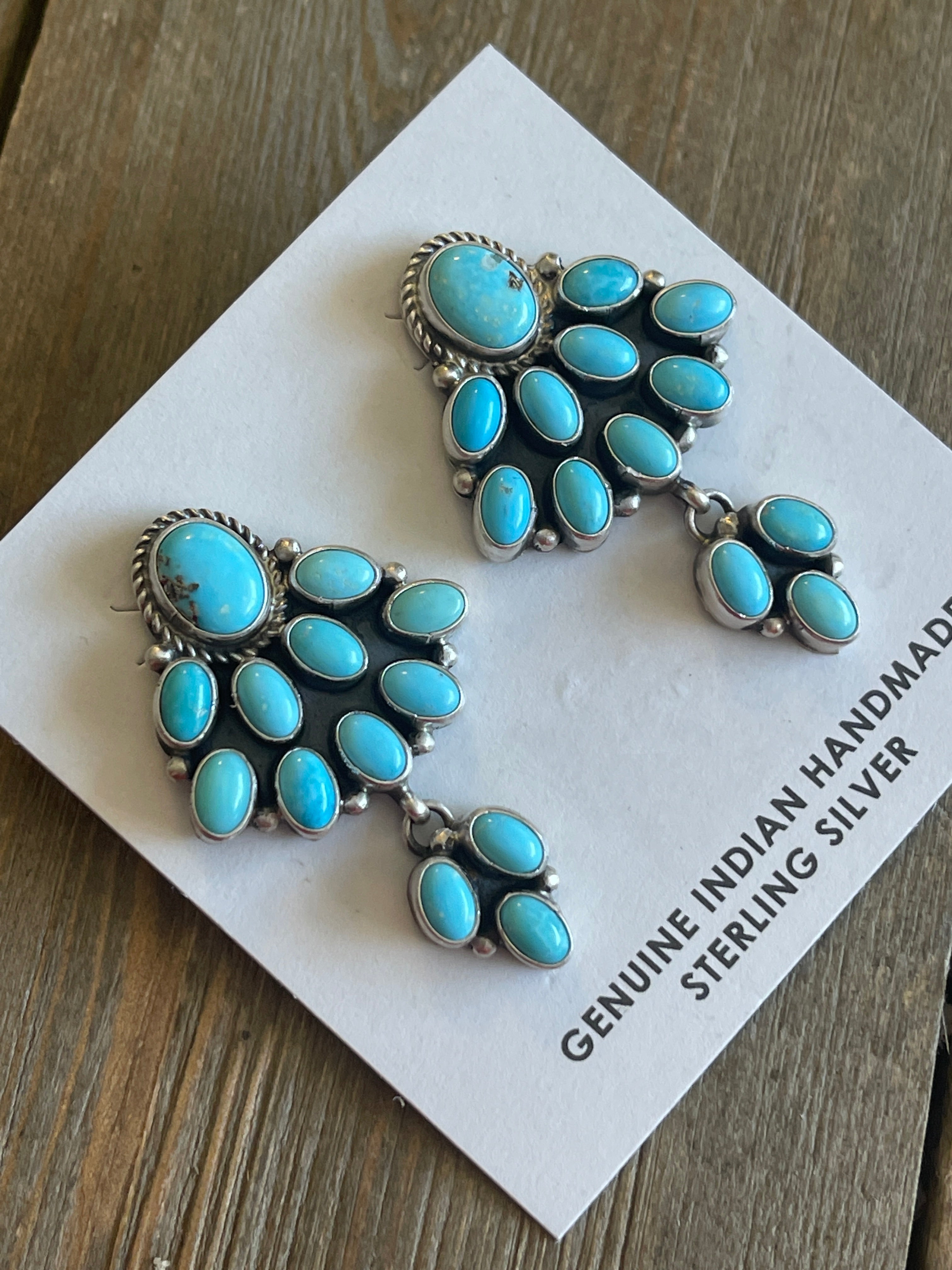 Renelle Perry Kingman Turquoise & Sterling Silver Cluster Dangles