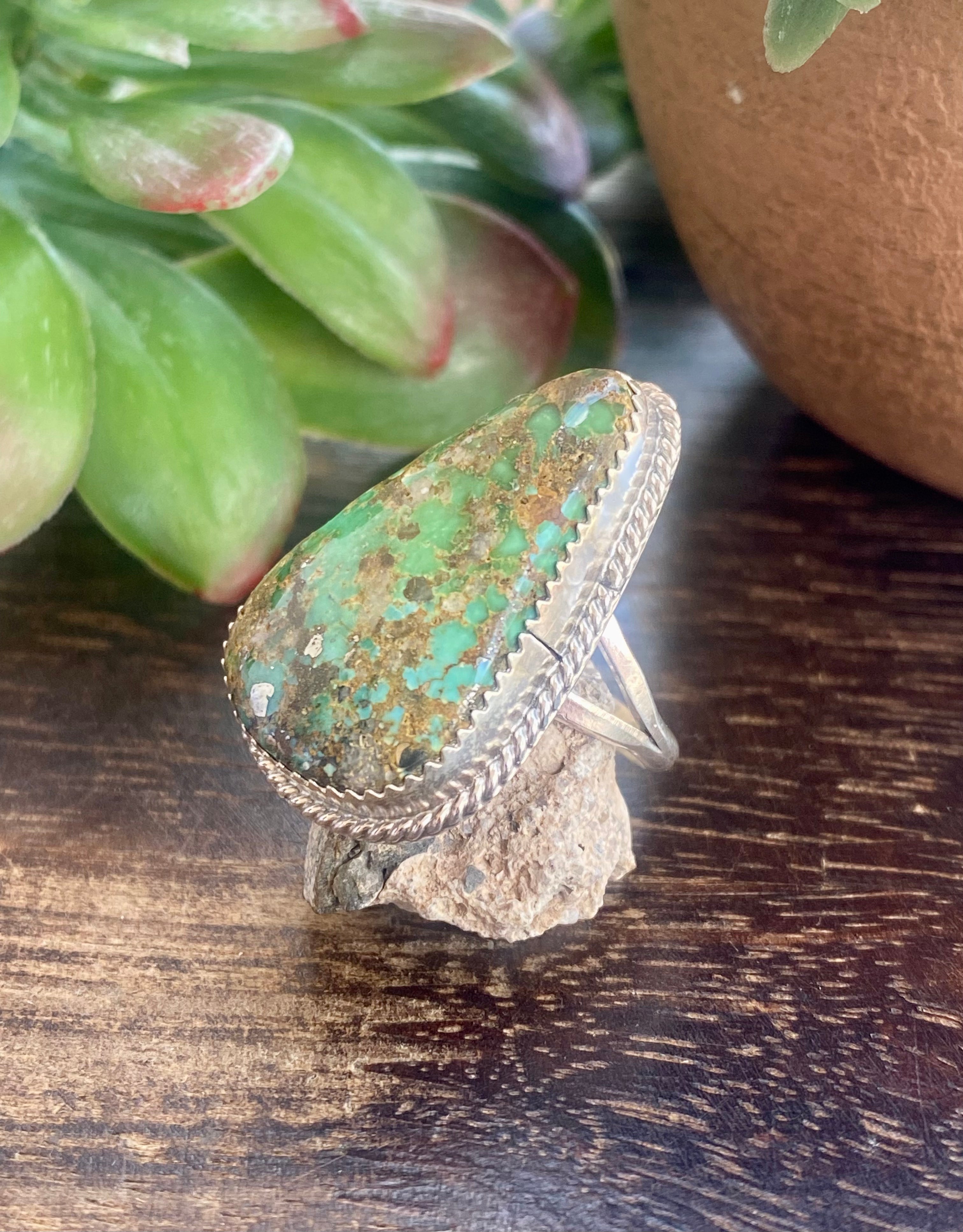 Reda Galvan Sonoran Gold Turquoise & Sterling Silver Ring Size 8.75