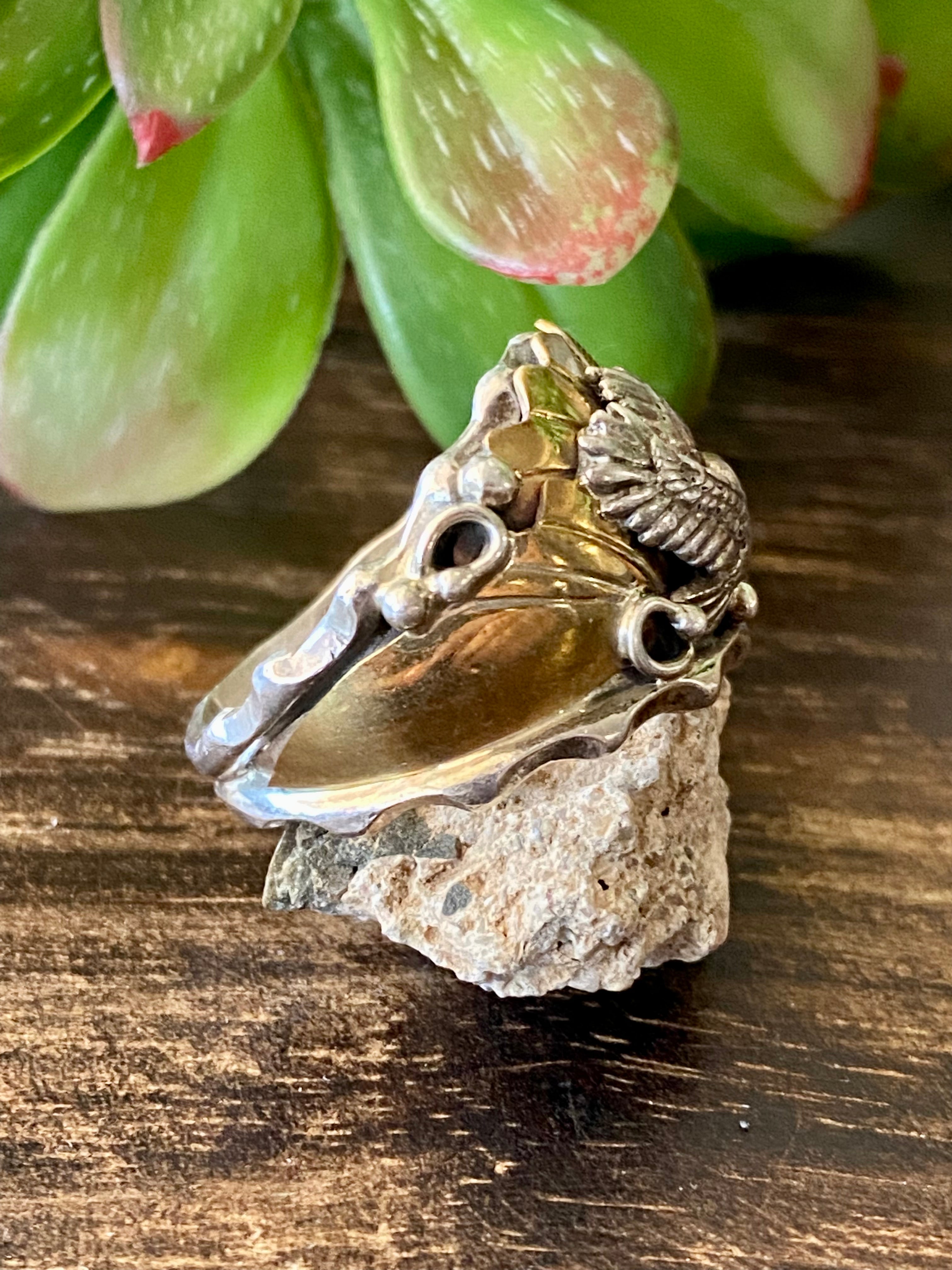 Navajo Made Sterling Silver Men’s Eagle Ring Size 11.75