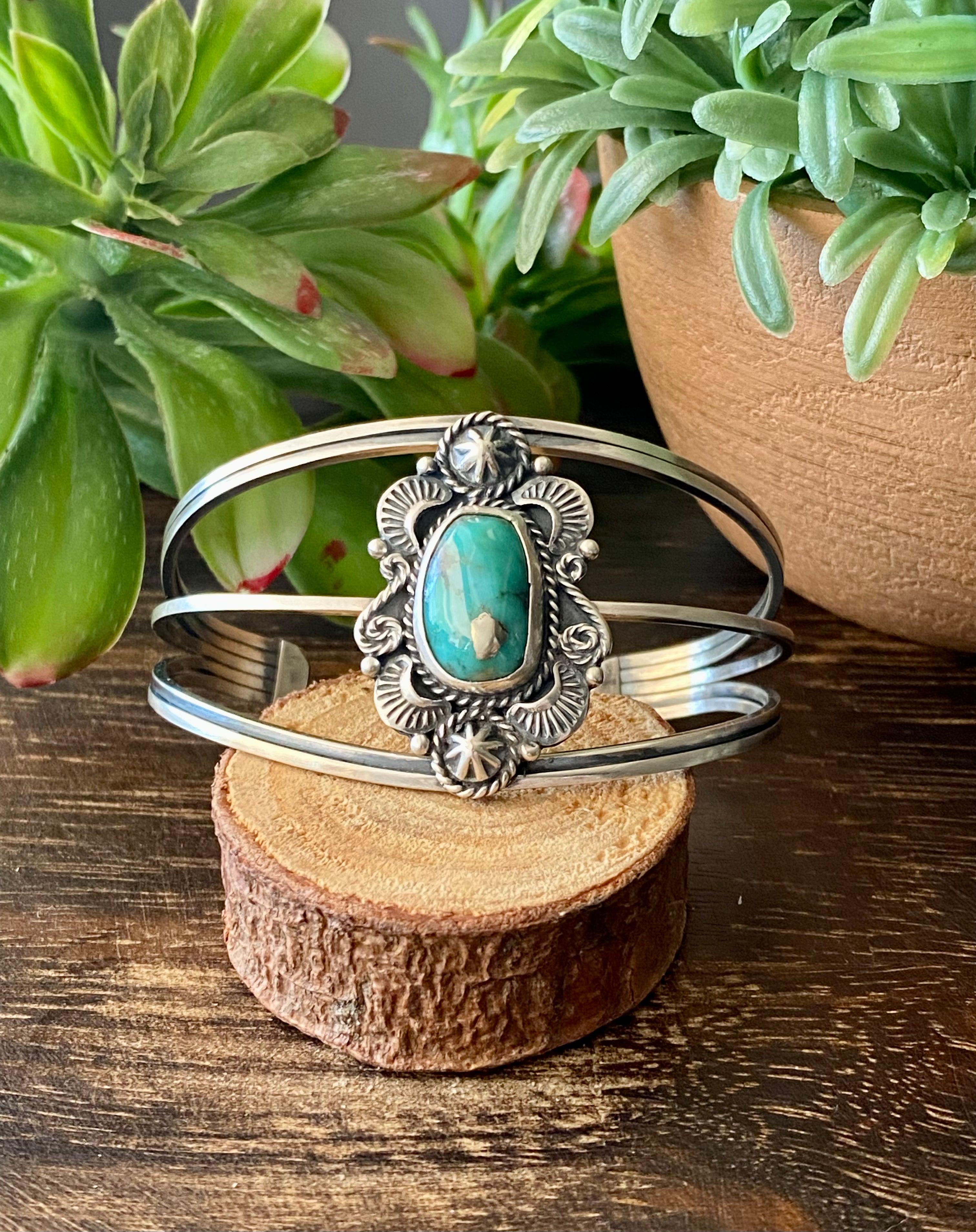 Larry Kay Kingman Turquoise & Sterling Silver Cuff Bracelet