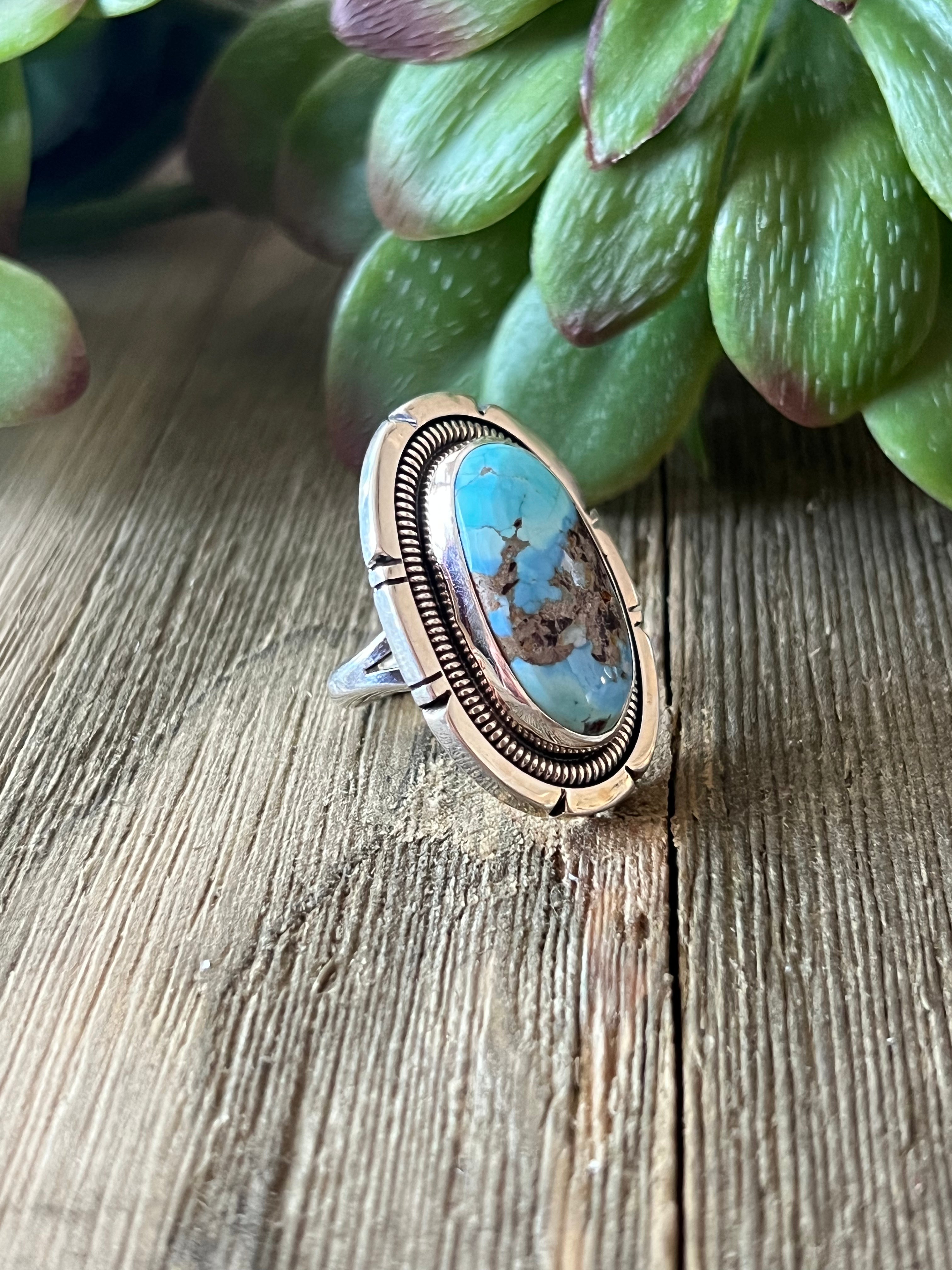 Wydell Billie Golden Hill Turquoise & Sterling Silver Ring Size 5