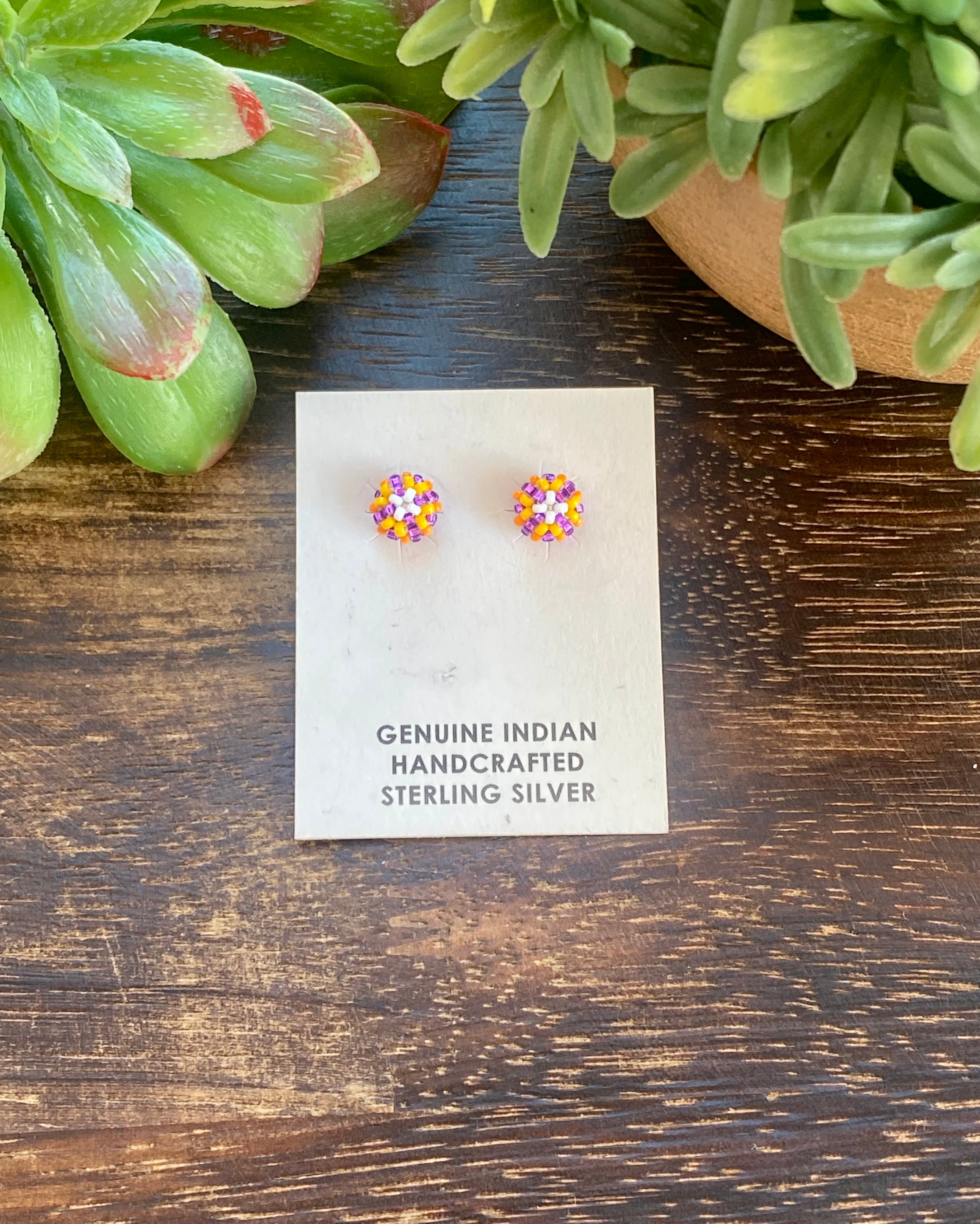 Navajo Made Beaded Post Earrings