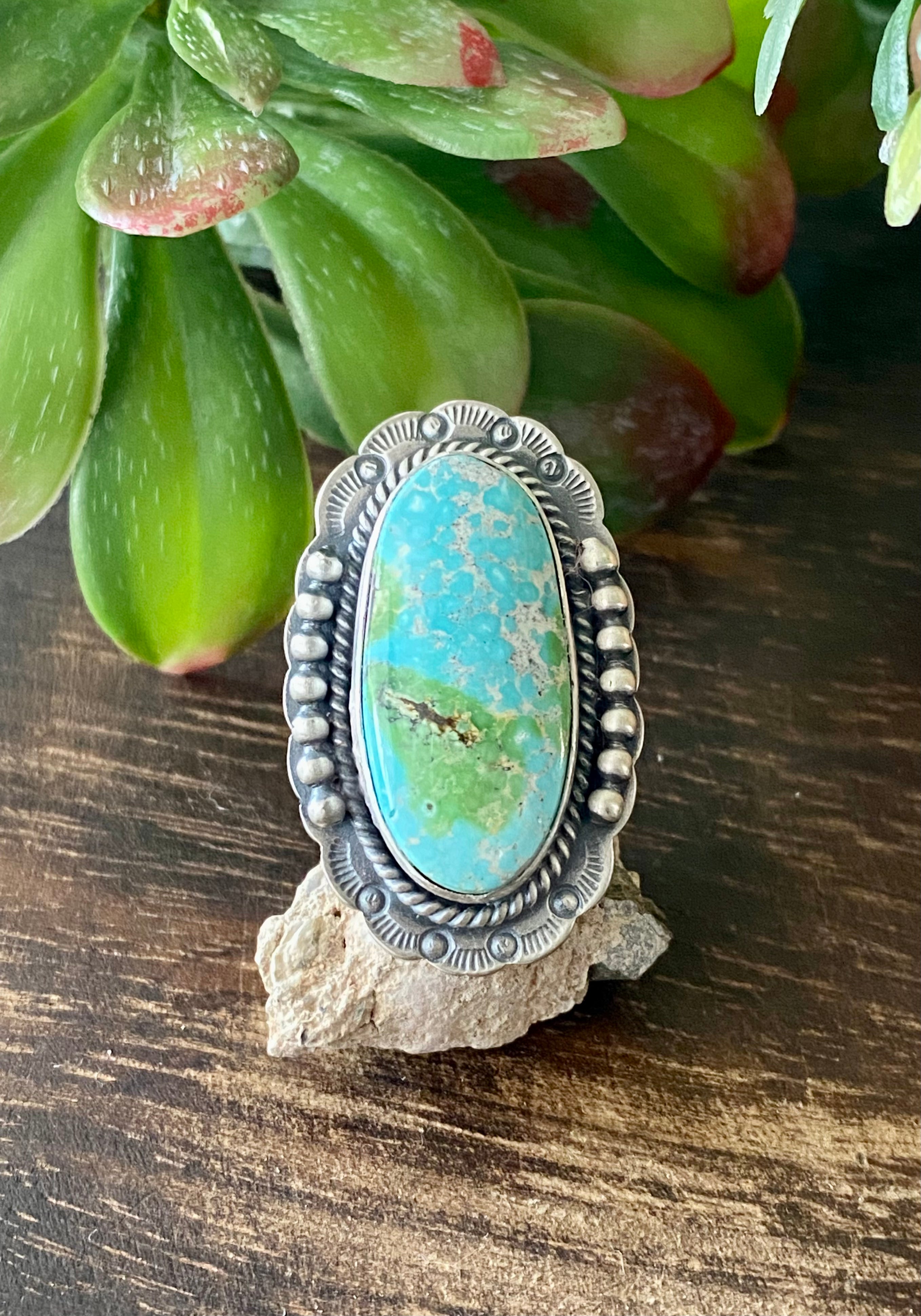 Greg Perry Sonoran Gold Turquoise & Sterling Silver Ring Size 6.25