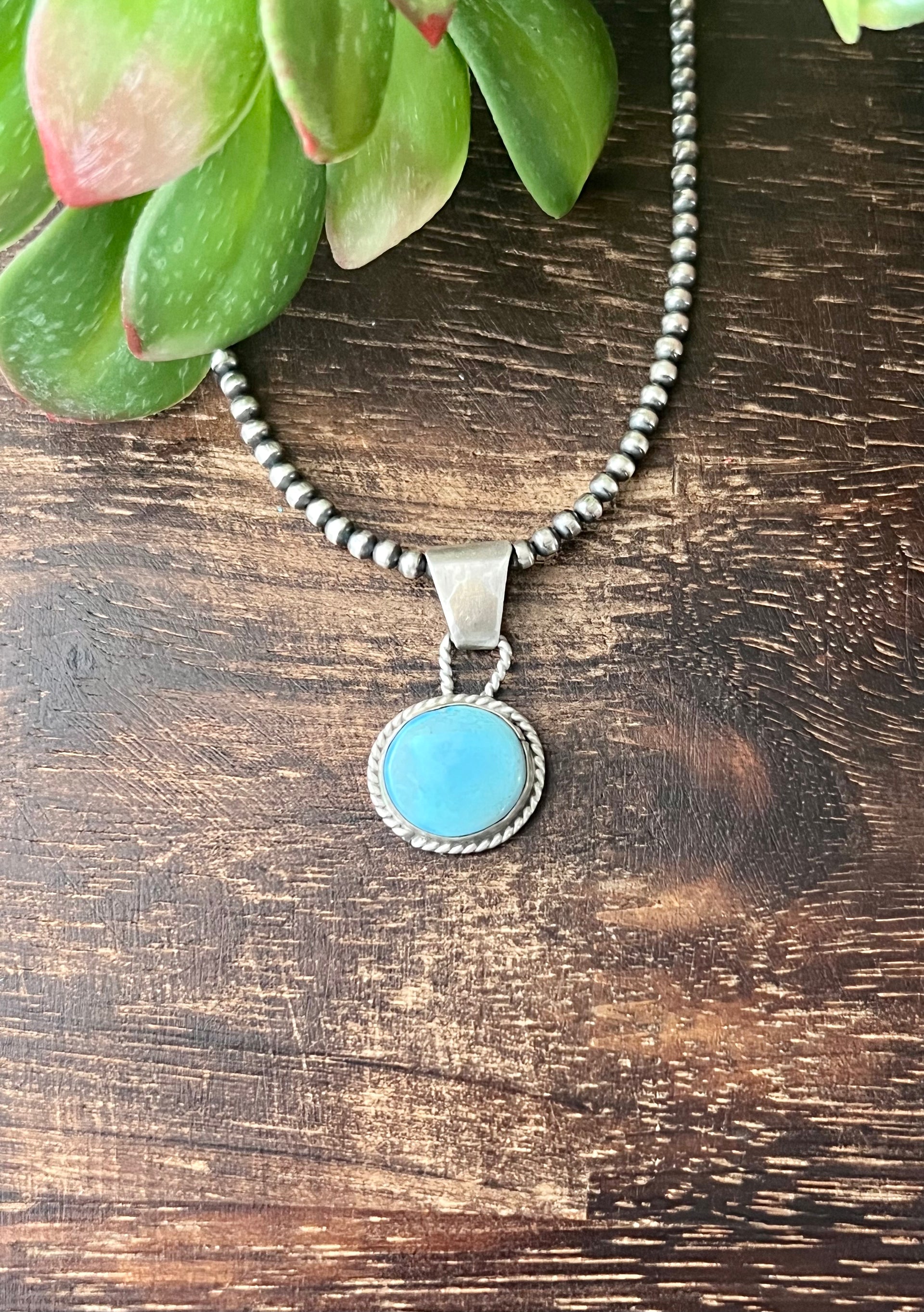 Navajo Made Golden Hill’s Turquoise & Sterling Silver Pendant