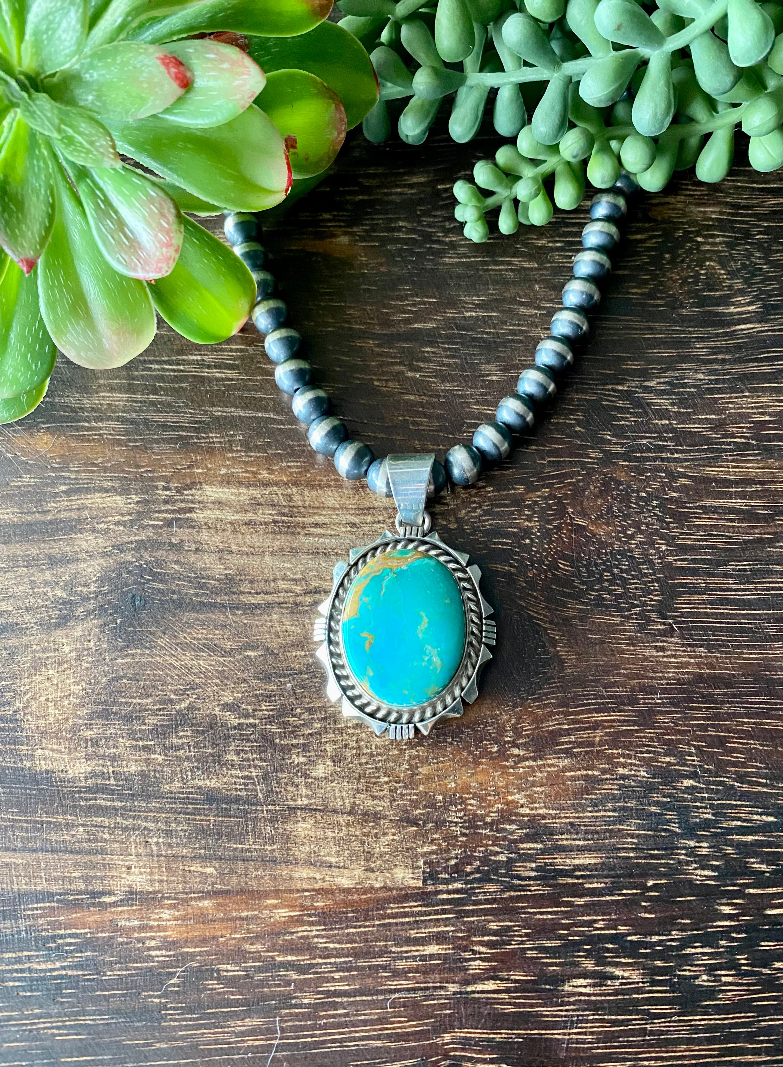Eddie Secatero Royston Turquoise & Sterling Silver Pendant