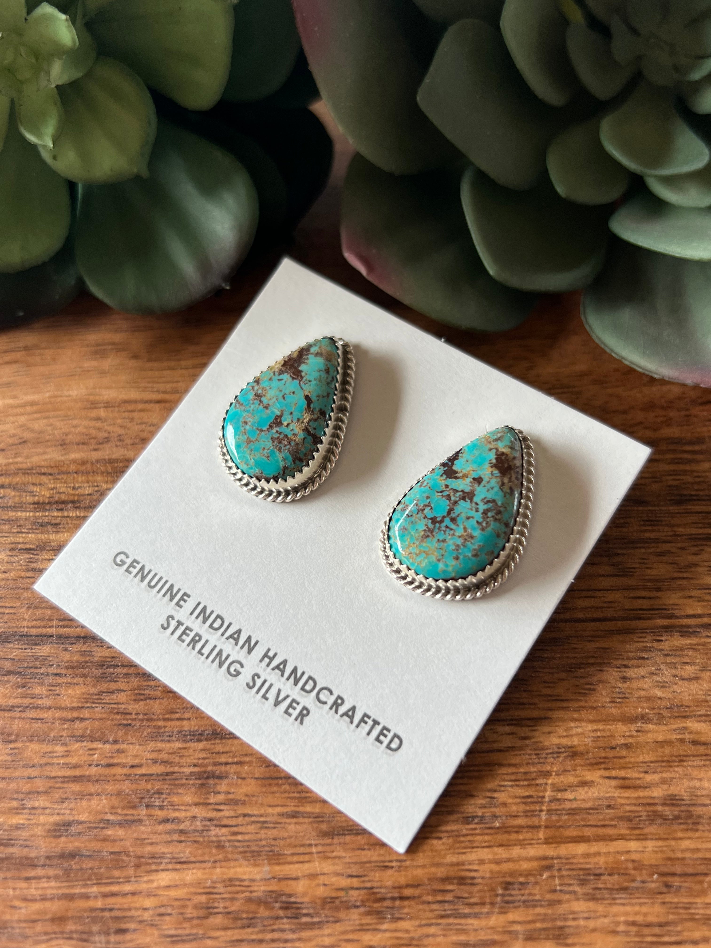 Reda Galvan Red Skin Turquoise & Sterling Silver Post Earrings