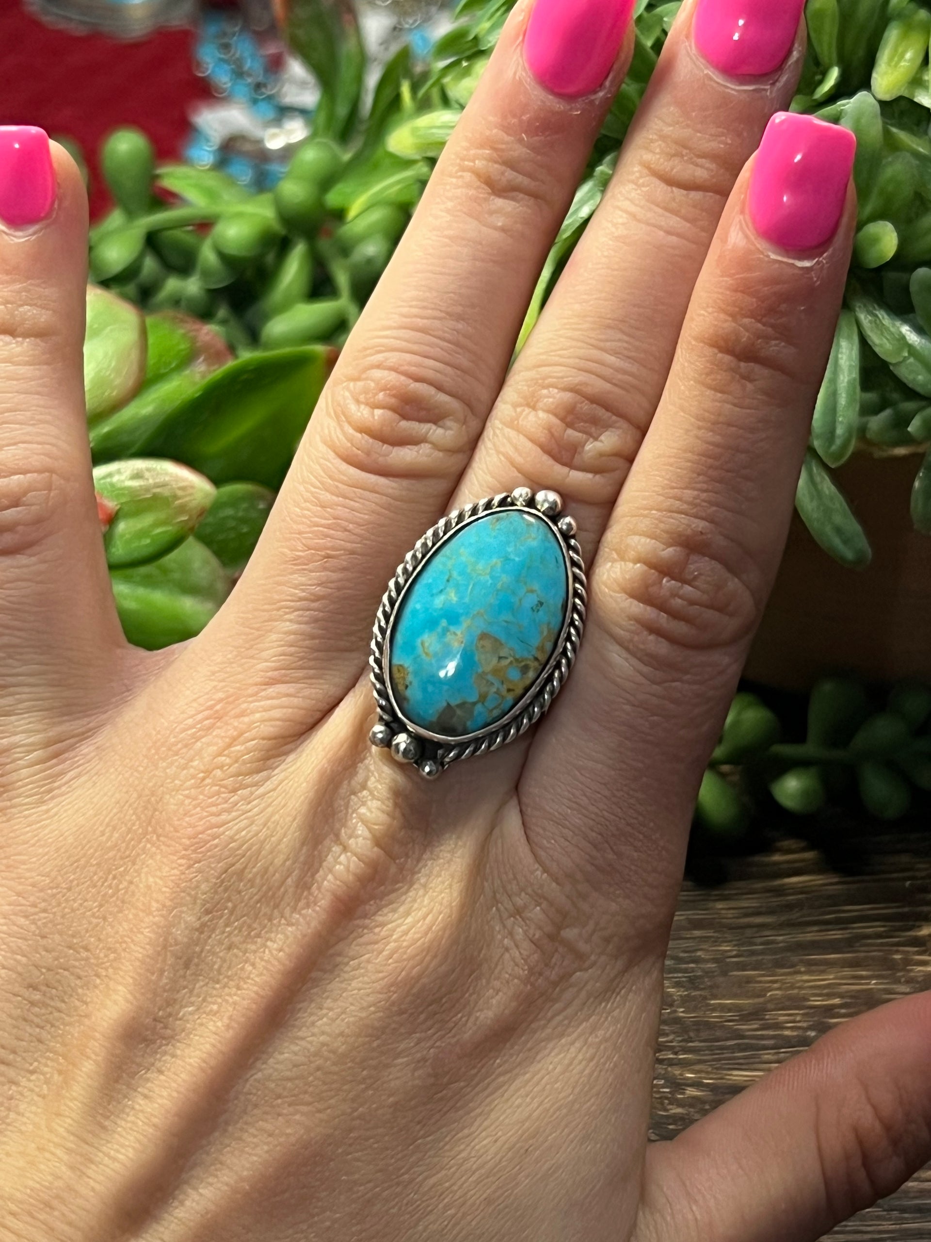 Scott Skeets Kingman Turquoise & Sterling Silver Ring Size 7.25