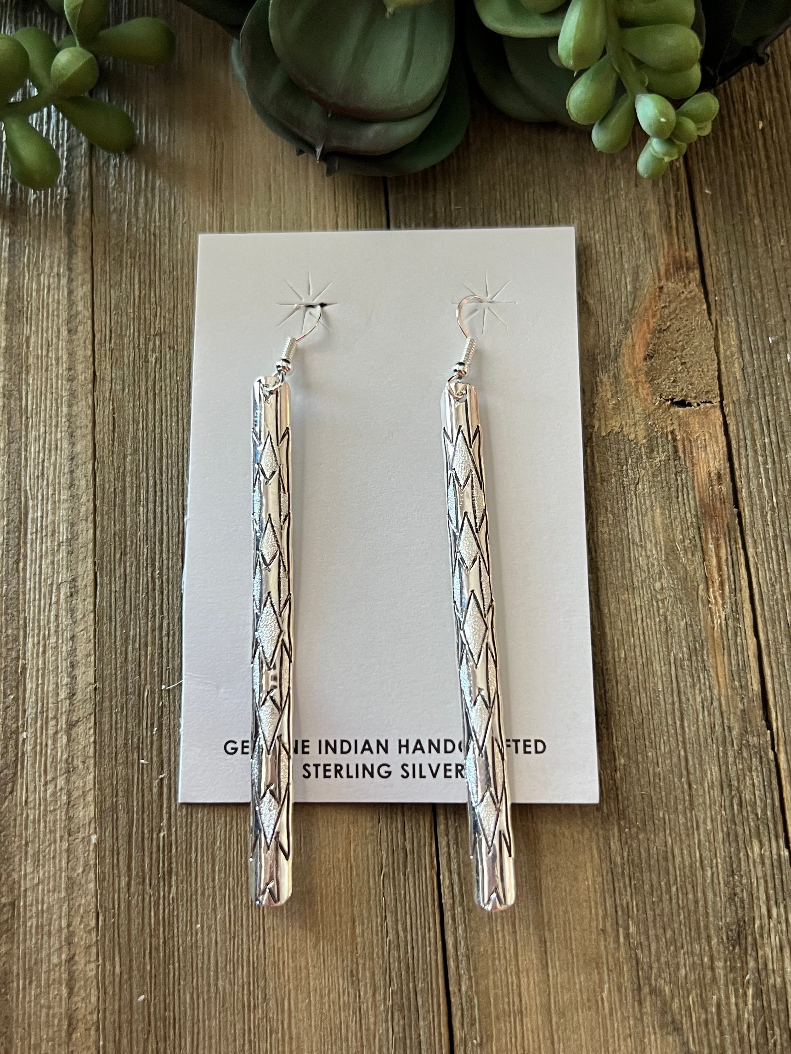 Navajo Made Sterling Silver Dangle Earrings