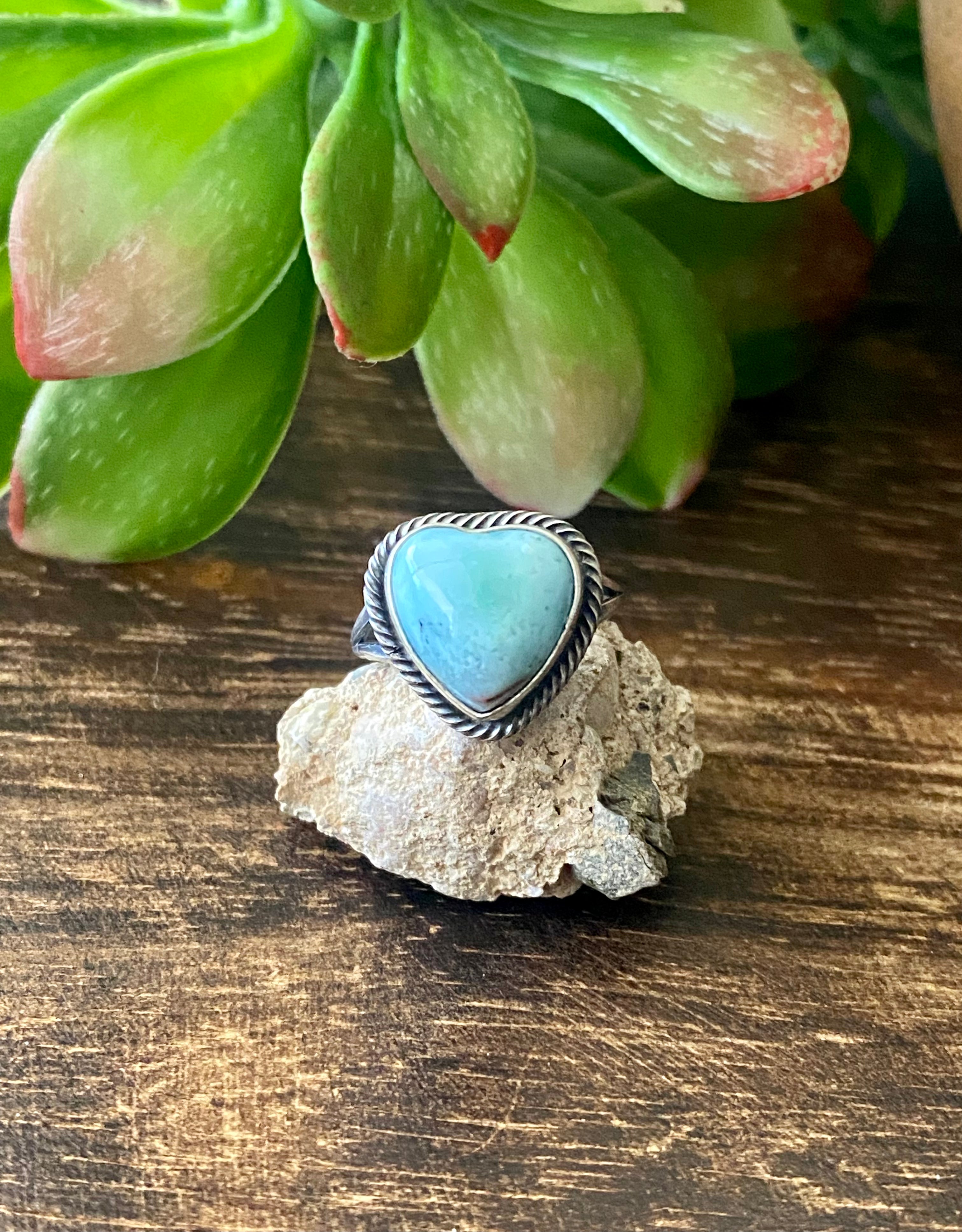 Navajo Made Larimar & Sterling Silver Ring Size 5.75