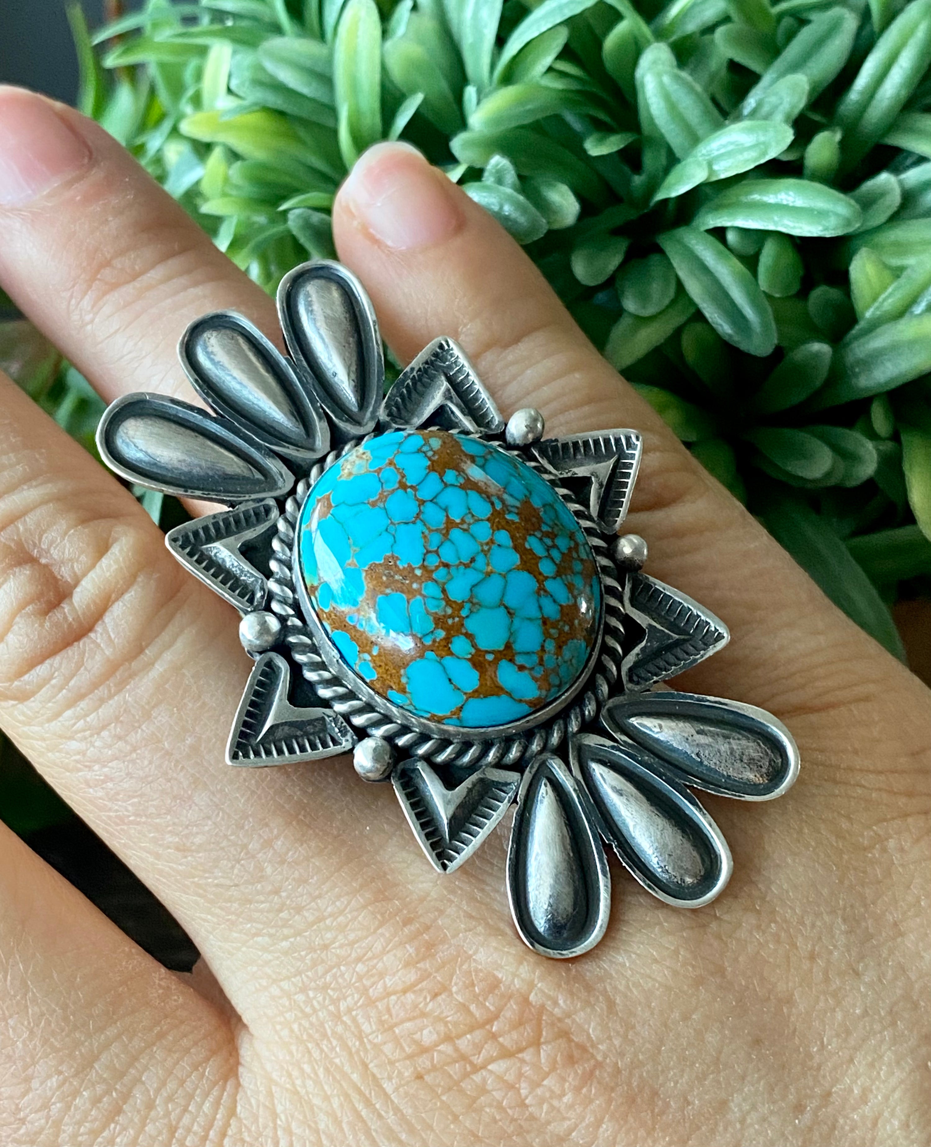 Alex Sanchez Royston Turquoise & Sterling Silver Ring Size 8.5