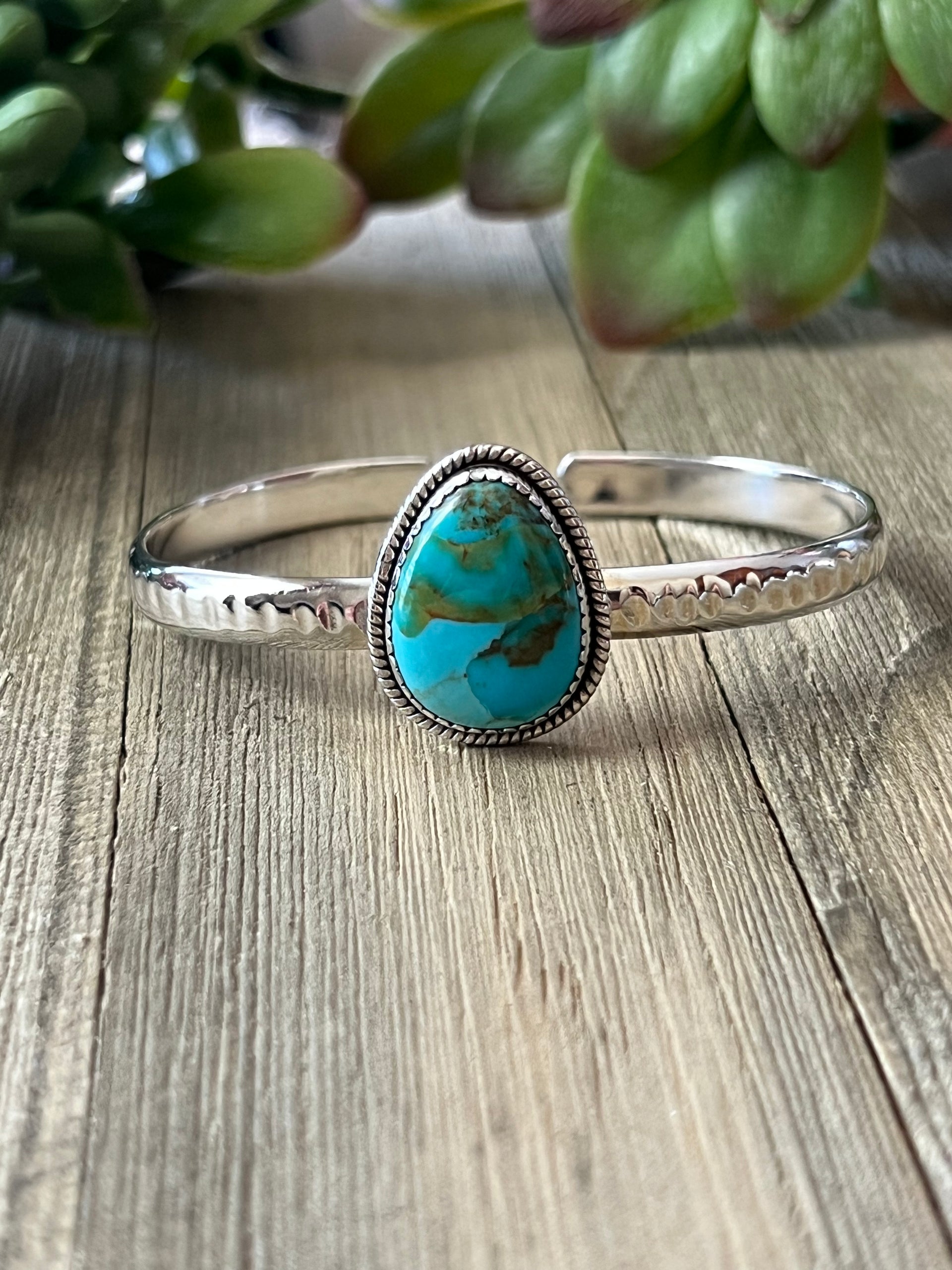 Southwest Made Kingman Turquoise & Sterling Silver Cuff Bracelet
