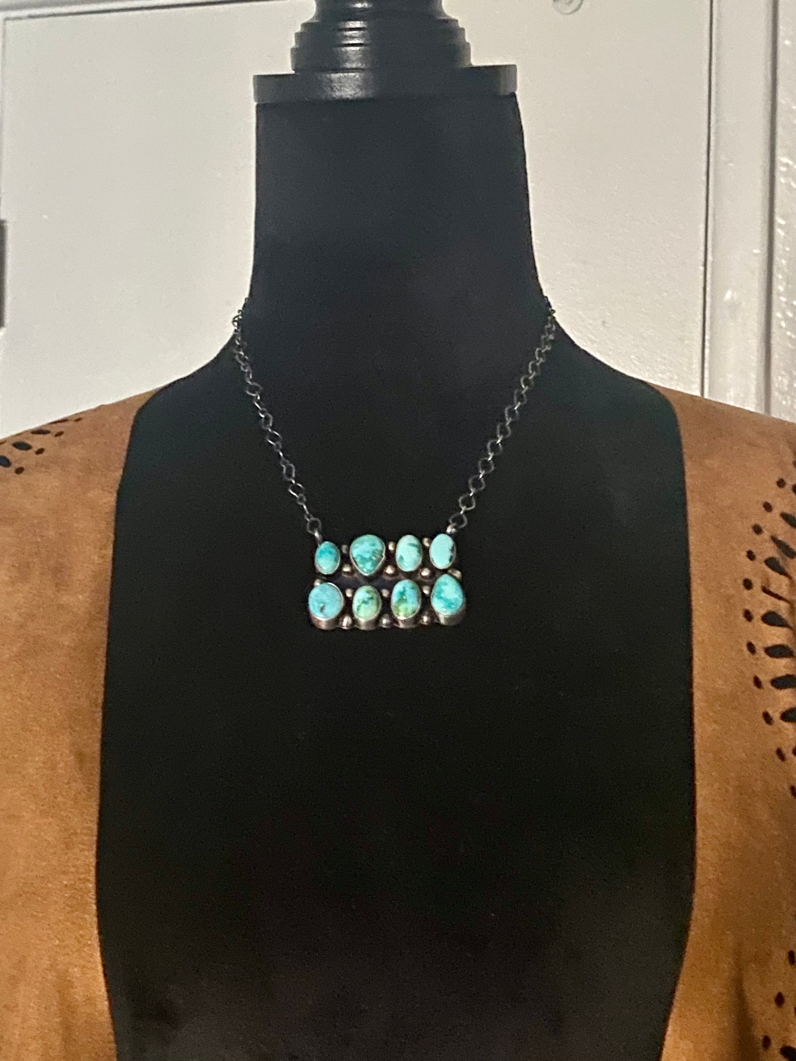 Sheila Becenti Sonoran Mountain Turquoise & Sterling Silver Bar Necklace