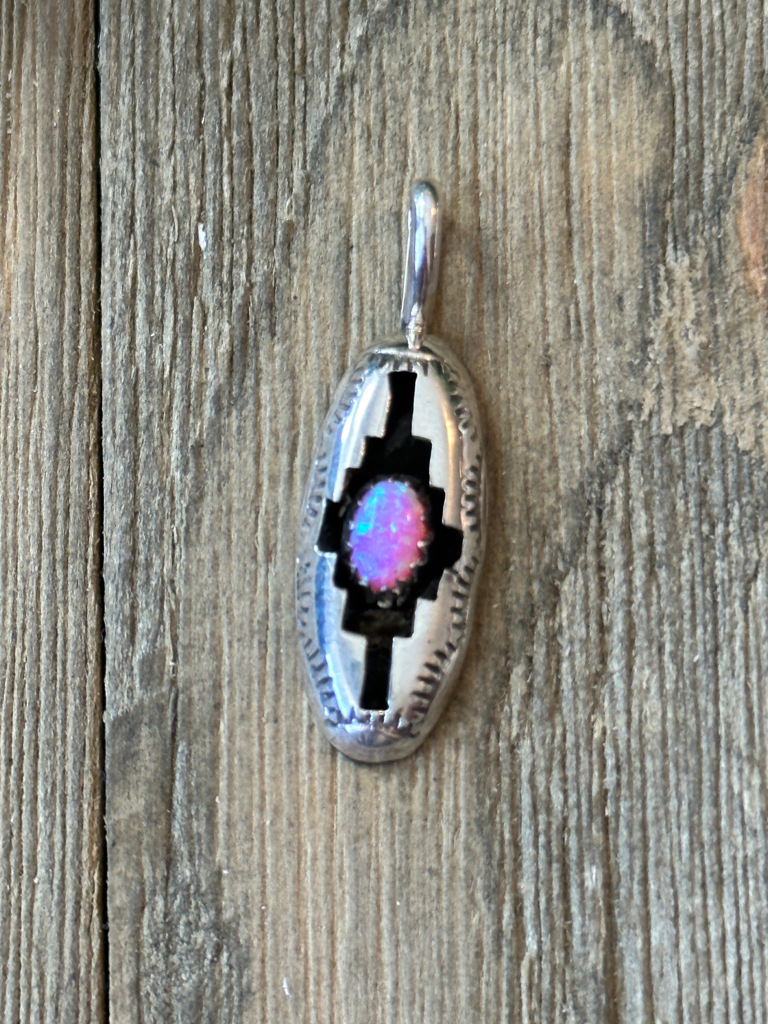 Zuni Made Opal (Man-Made) & Sterling Silver Shadowbox Pendant