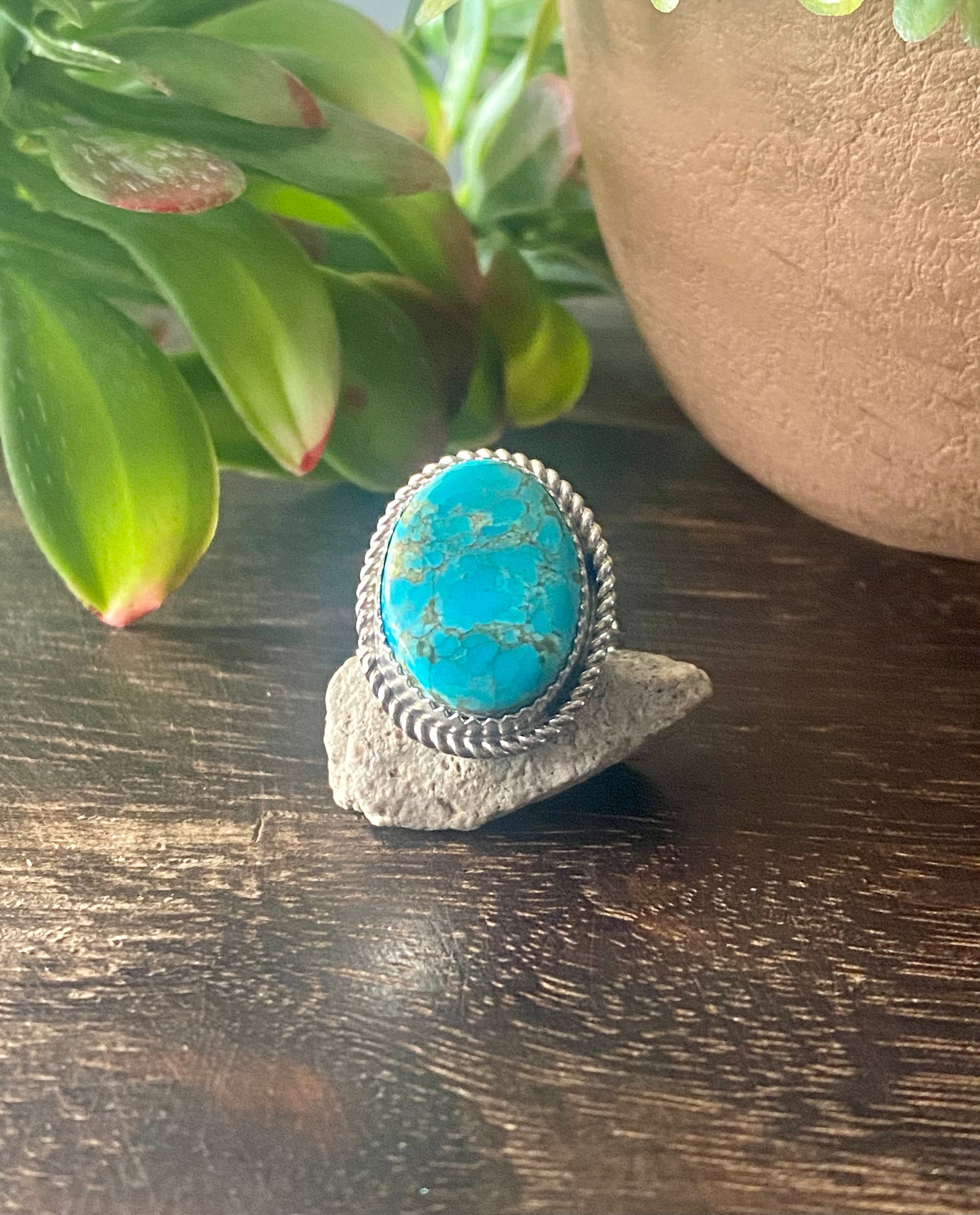Reda Galvan South Hill Turquoise & Sterling Silver Ring Size 6.75