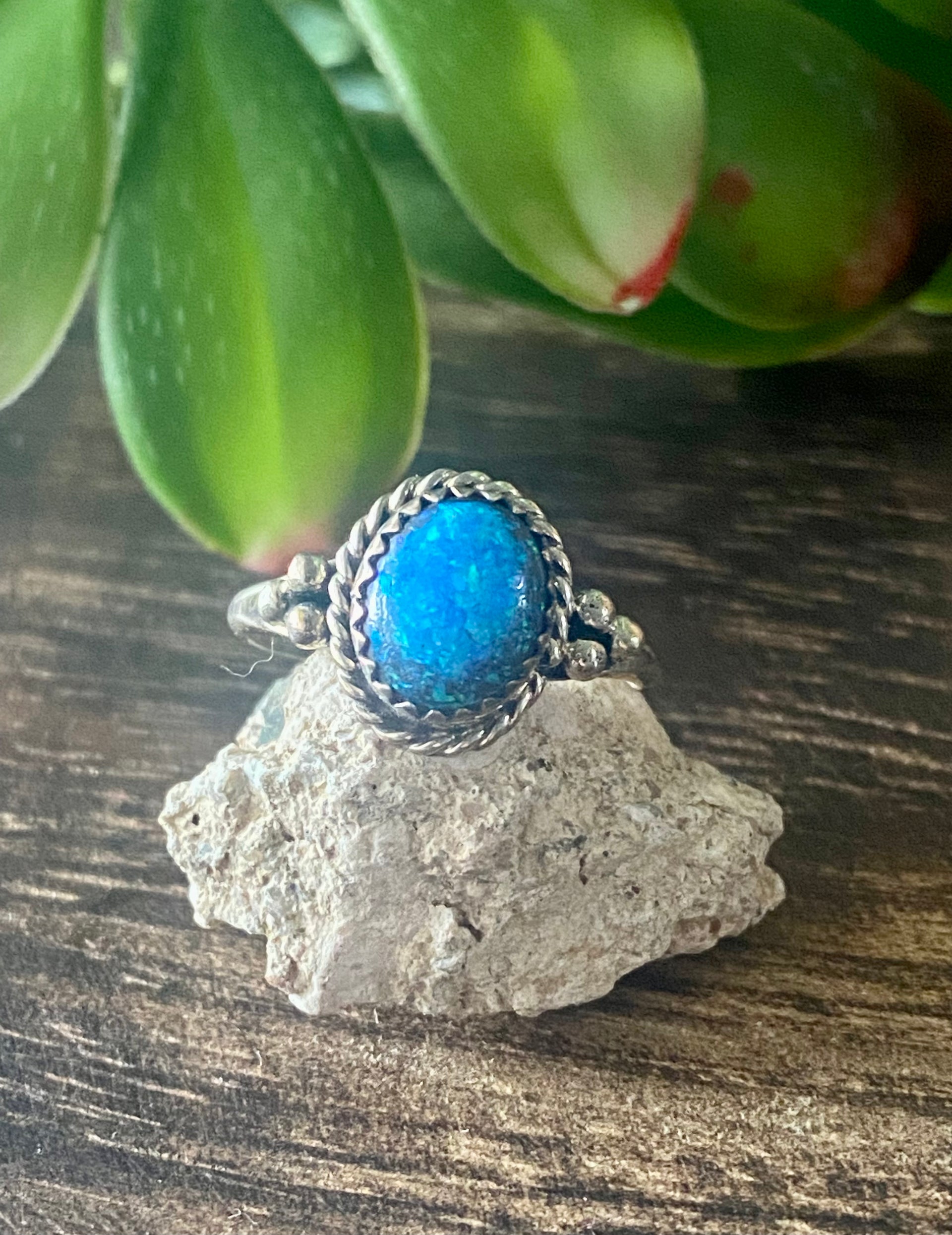 Freda Martínez Blue Opal & Sterling Silver Ring Size 9