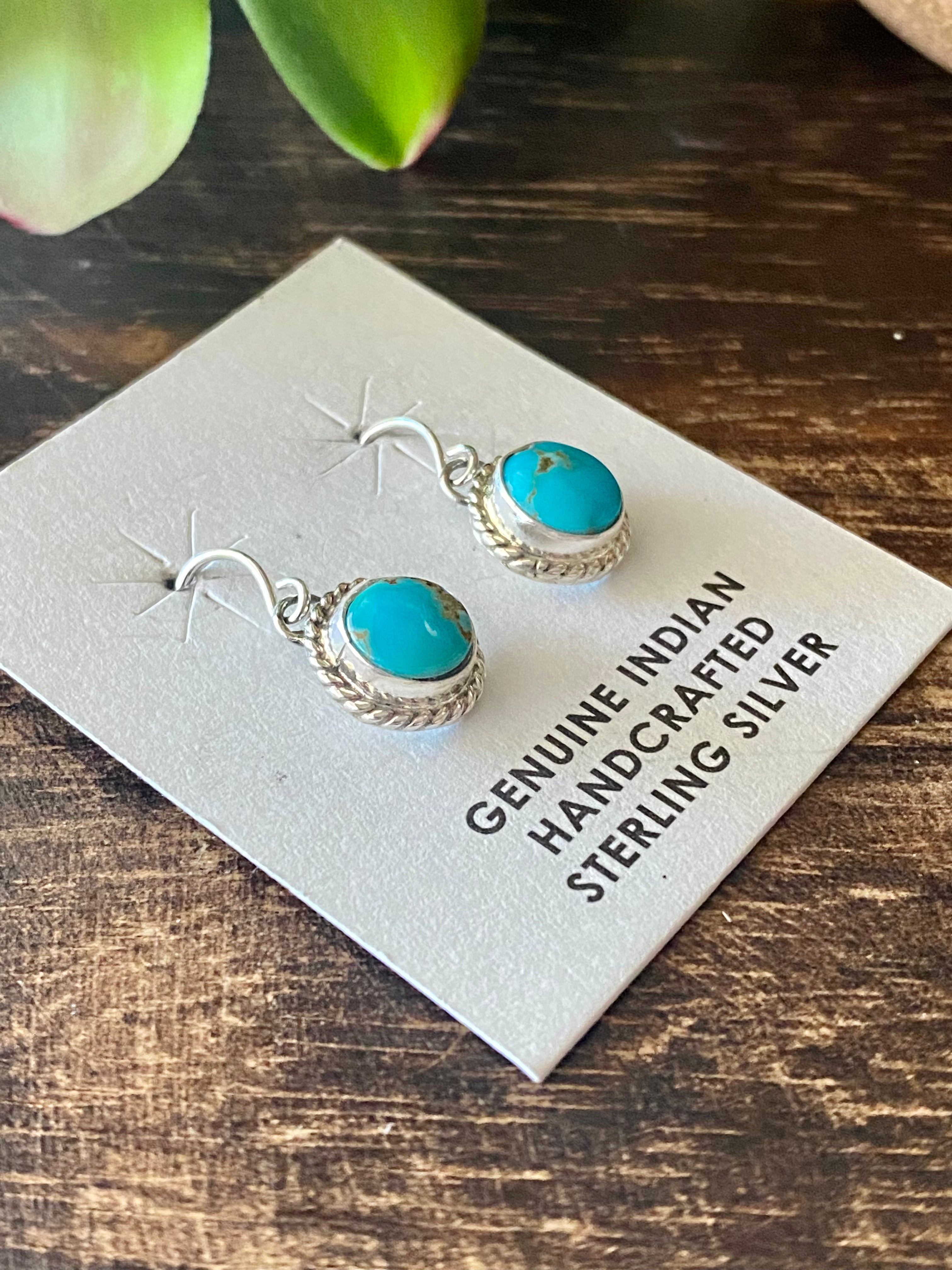 Jan Mariano Kingman Turquoise & Sterling Silver Dangle Earrings