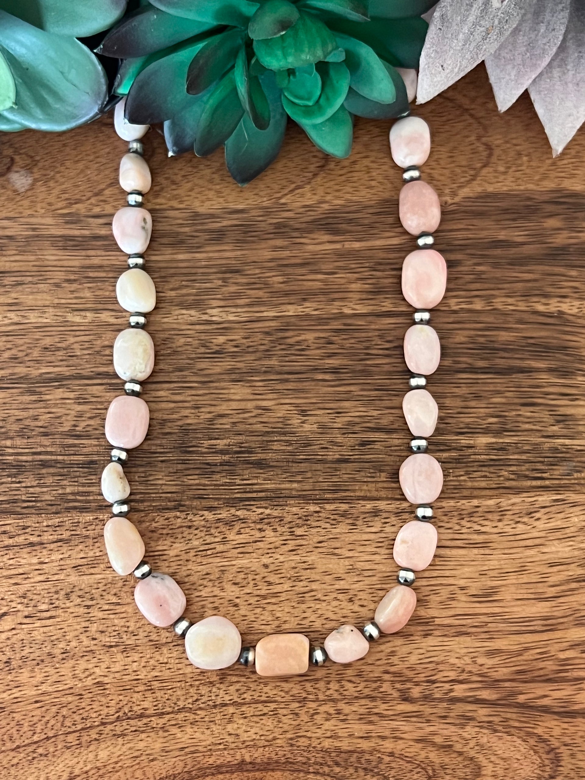 Navajo Made Pink Coral & Sterling Silver 4 MM 23 Inch Pearl Necklace