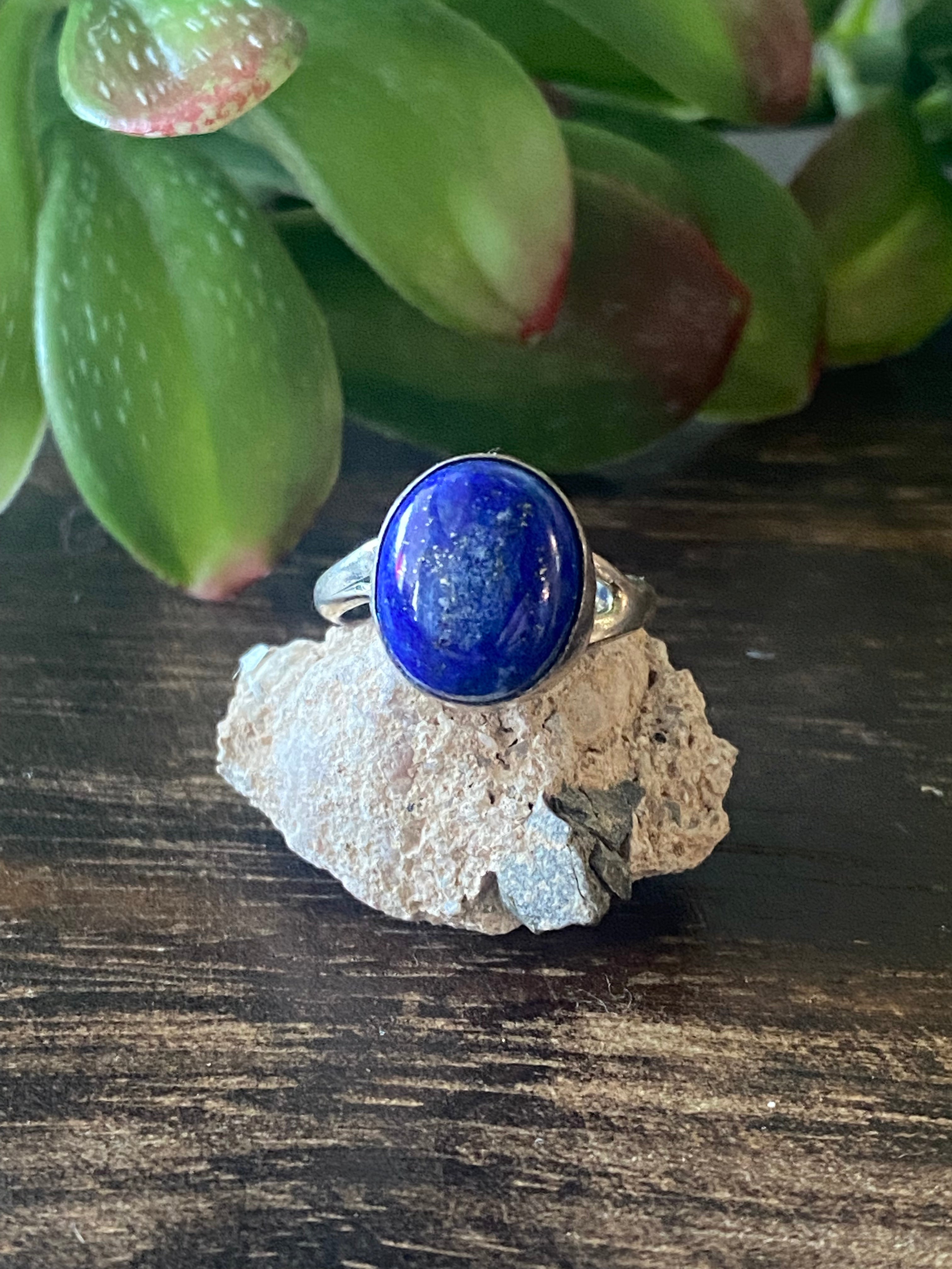 Navajo Made Lapis & Sterling Silver Ring Size 5.25