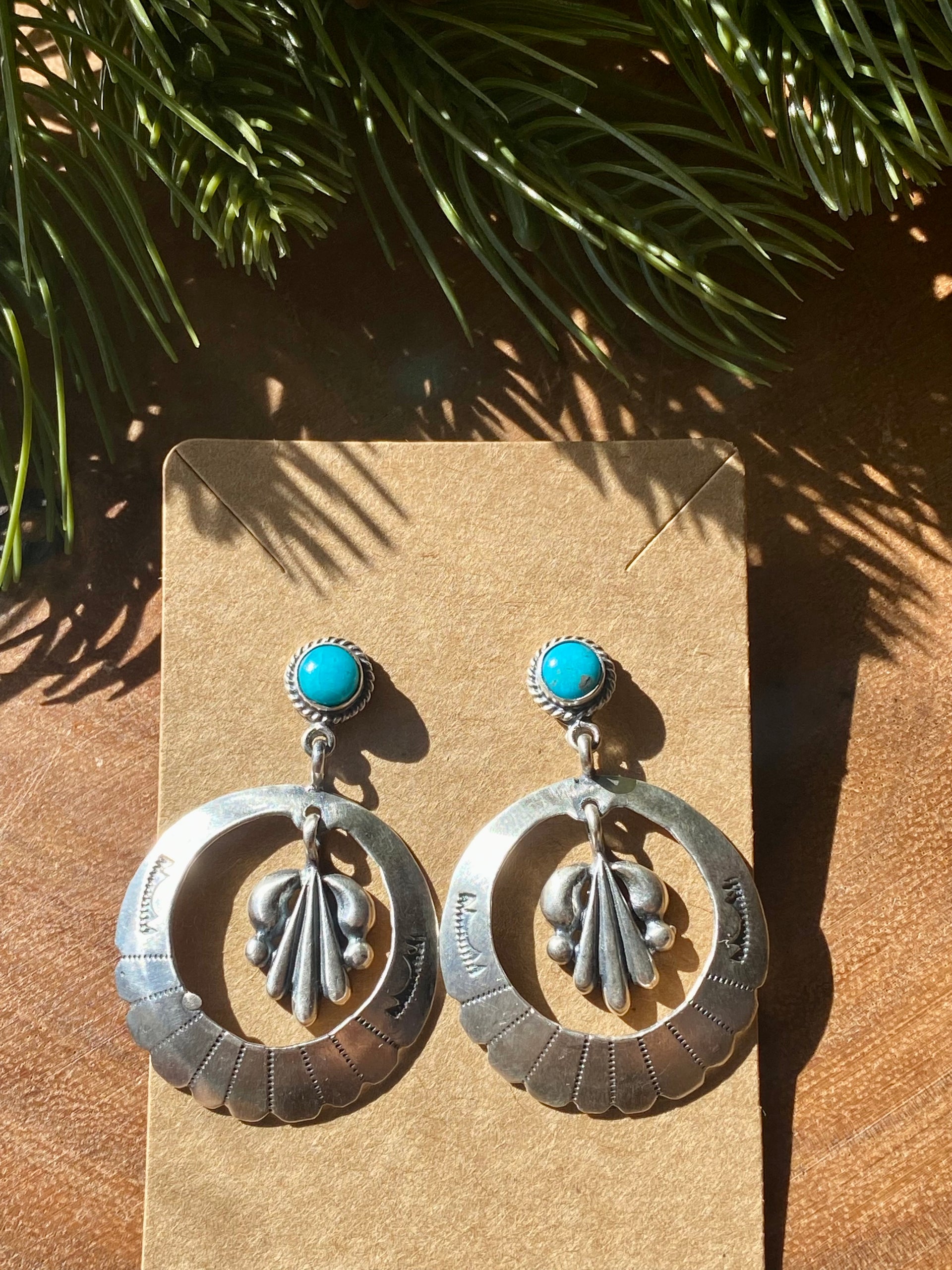 Annie Spencer Kingman Turquoise & Sterling Silver Post Dangle Earrings