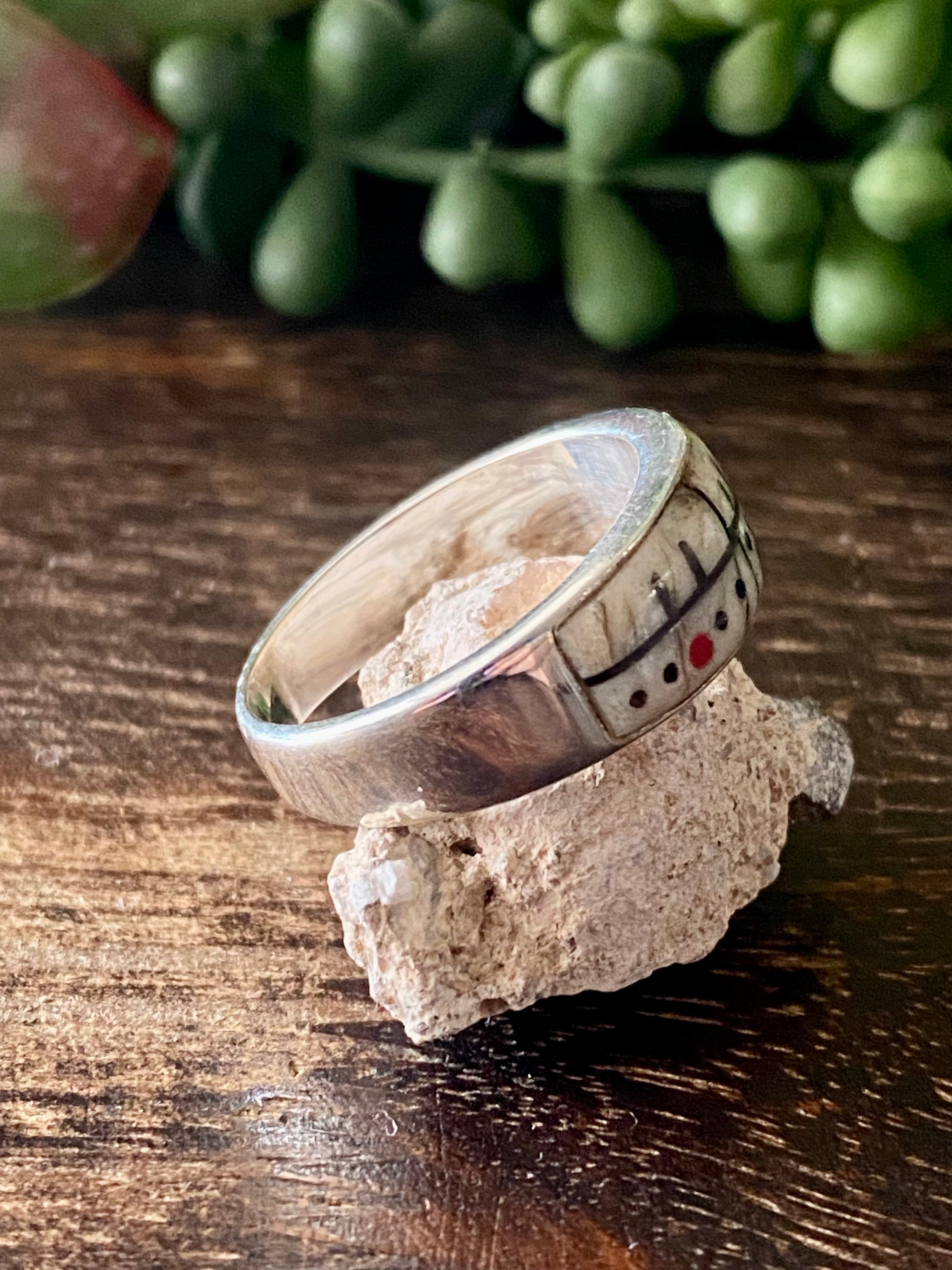 Southwest Handmade Multi Stone & Sterling Silver Inlay Adobe Rings