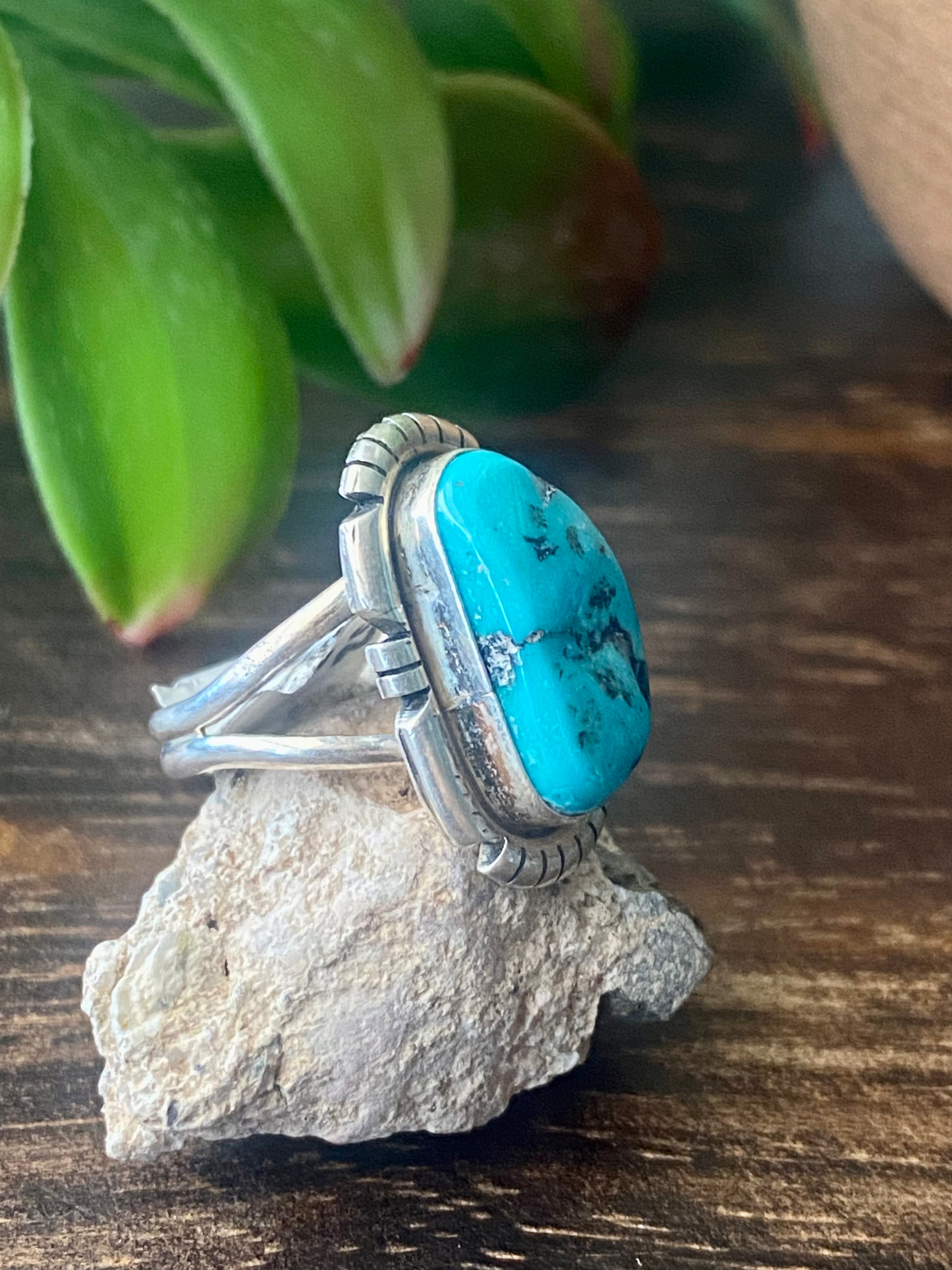 Eli Skeets Sleeping Beauty Turquoise & Sterling Silver Ring Size 4.75