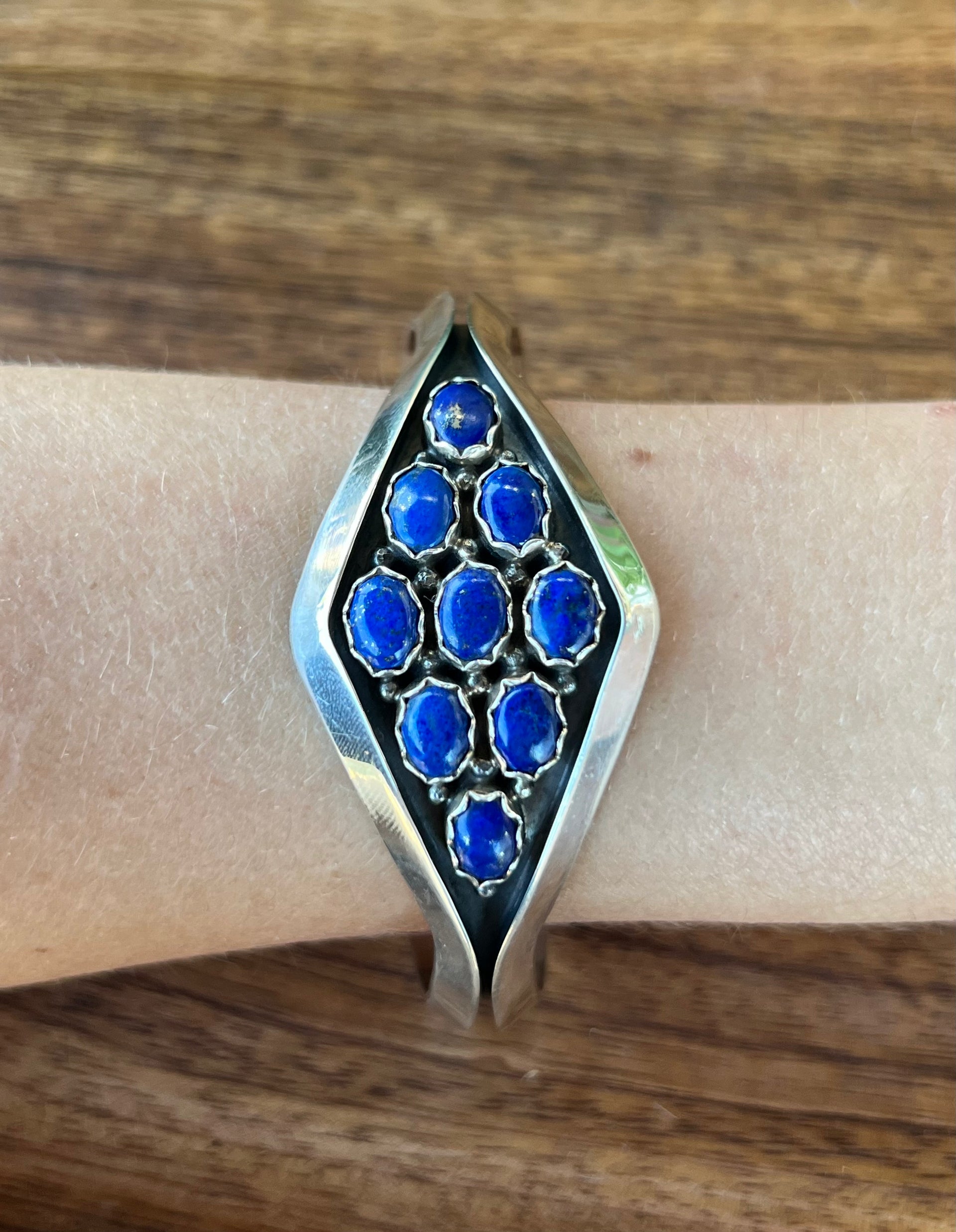 Mary Ann Spencer Lapis & Sterling Silver Cuff Bracelet
