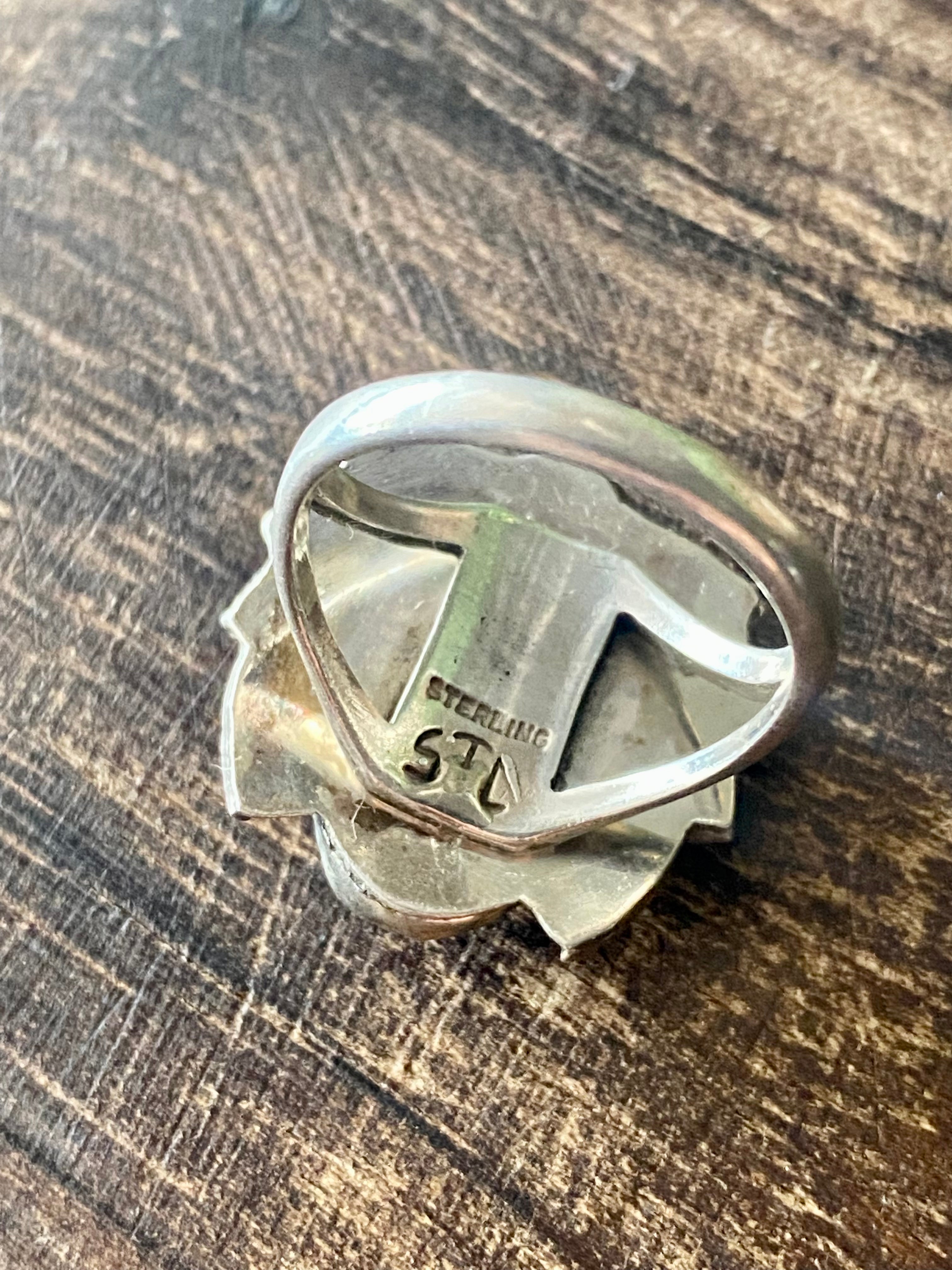 Navajo Made Denim Lapis & Sterling Silver Ring Size 6.5