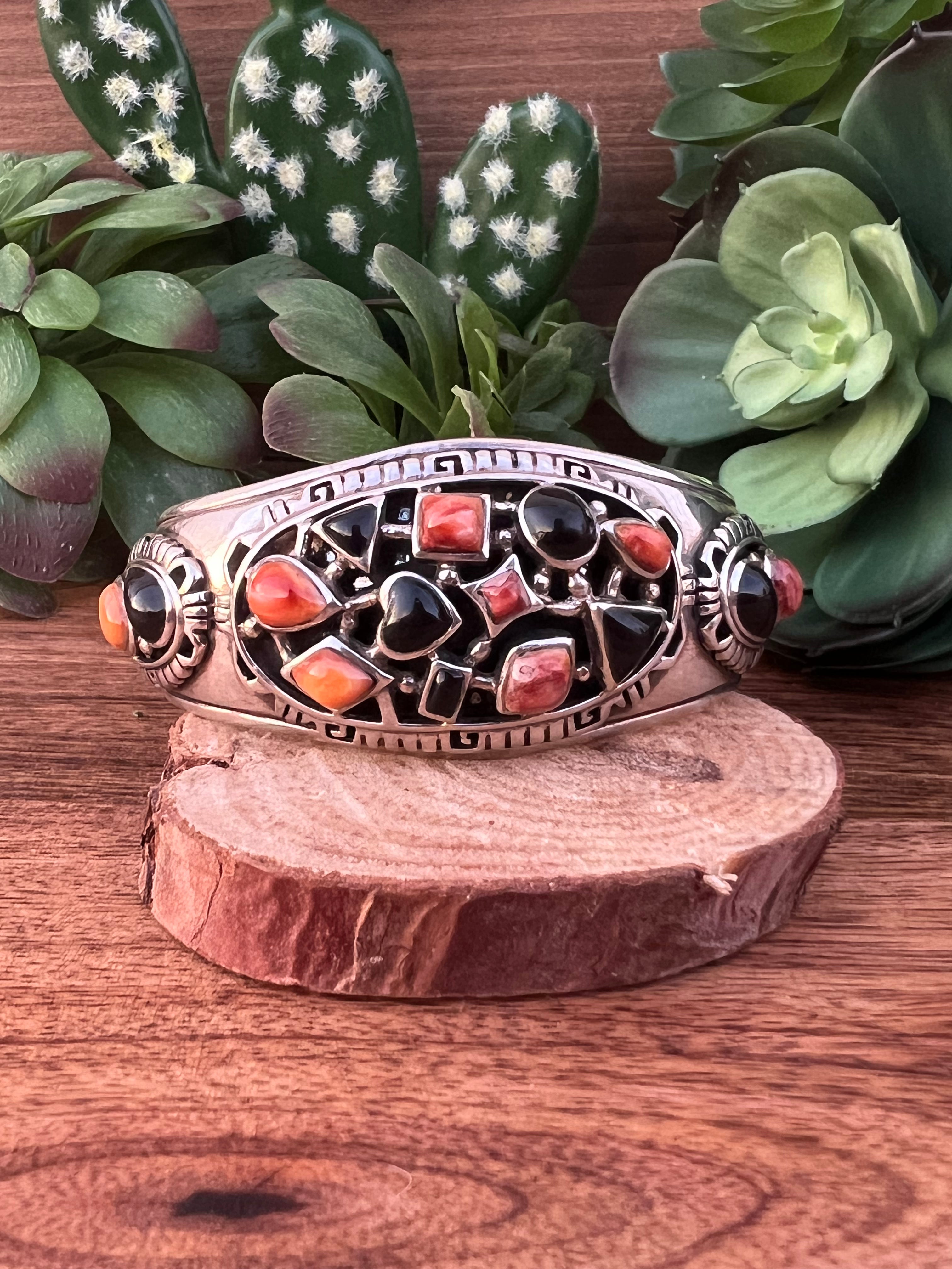 Navajo Vintage Multi Stone & Sterling Silver Cuff Bracelet