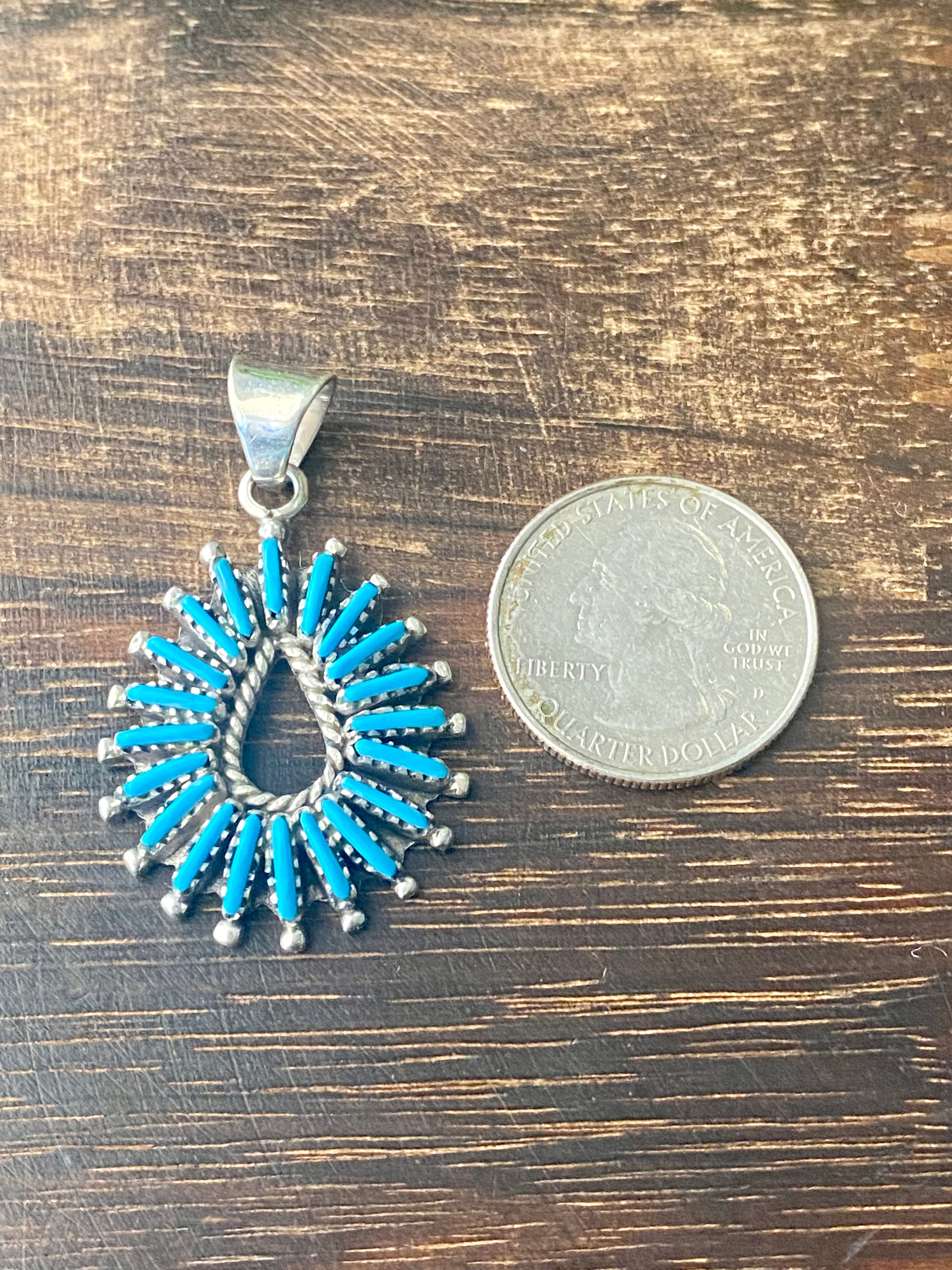 Southwest Handmade Kingman Turquoise & Sterling Silver Pendant