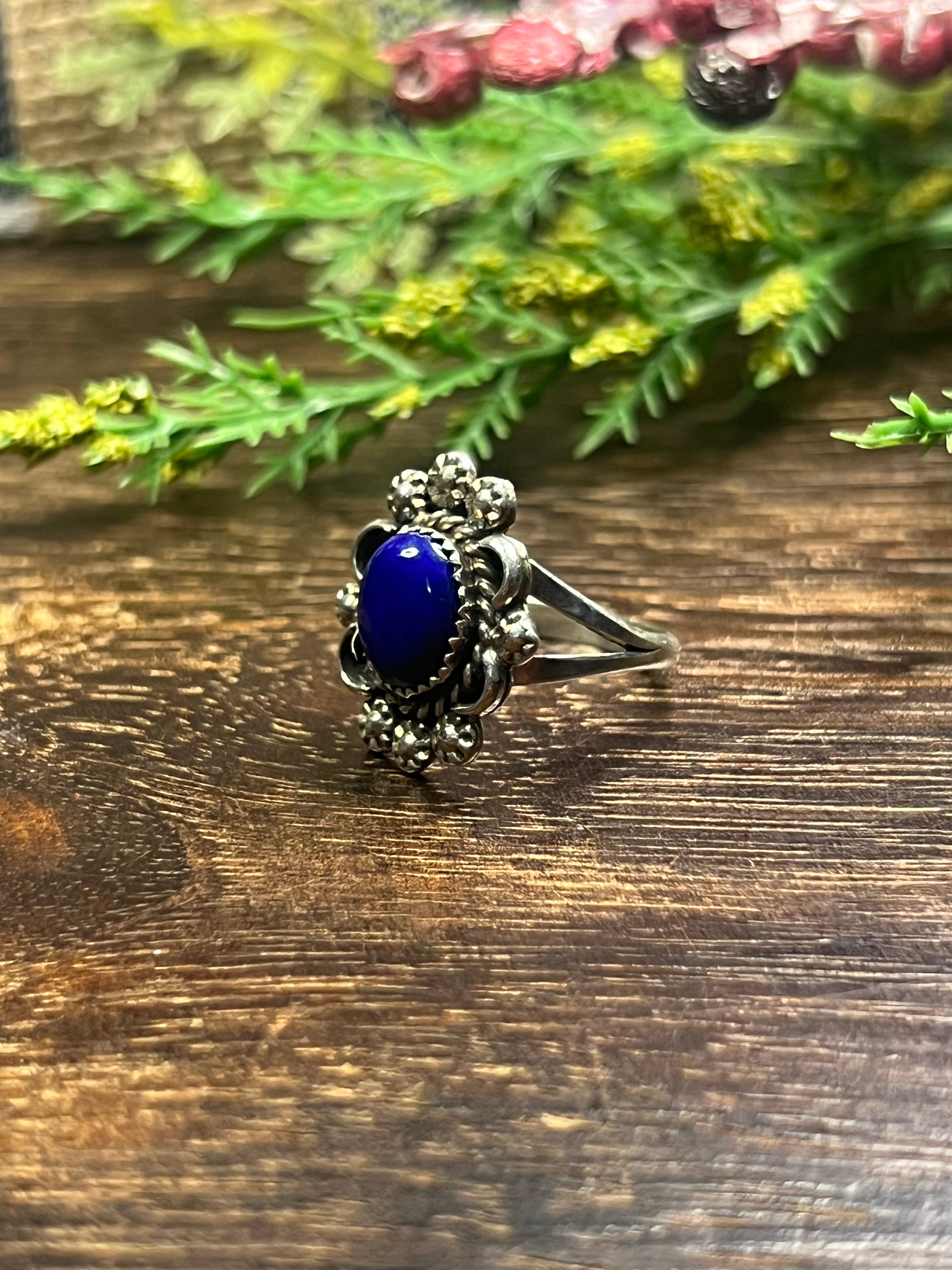 Freda Martinez Lapis & Sterling Silver Ring Size 8