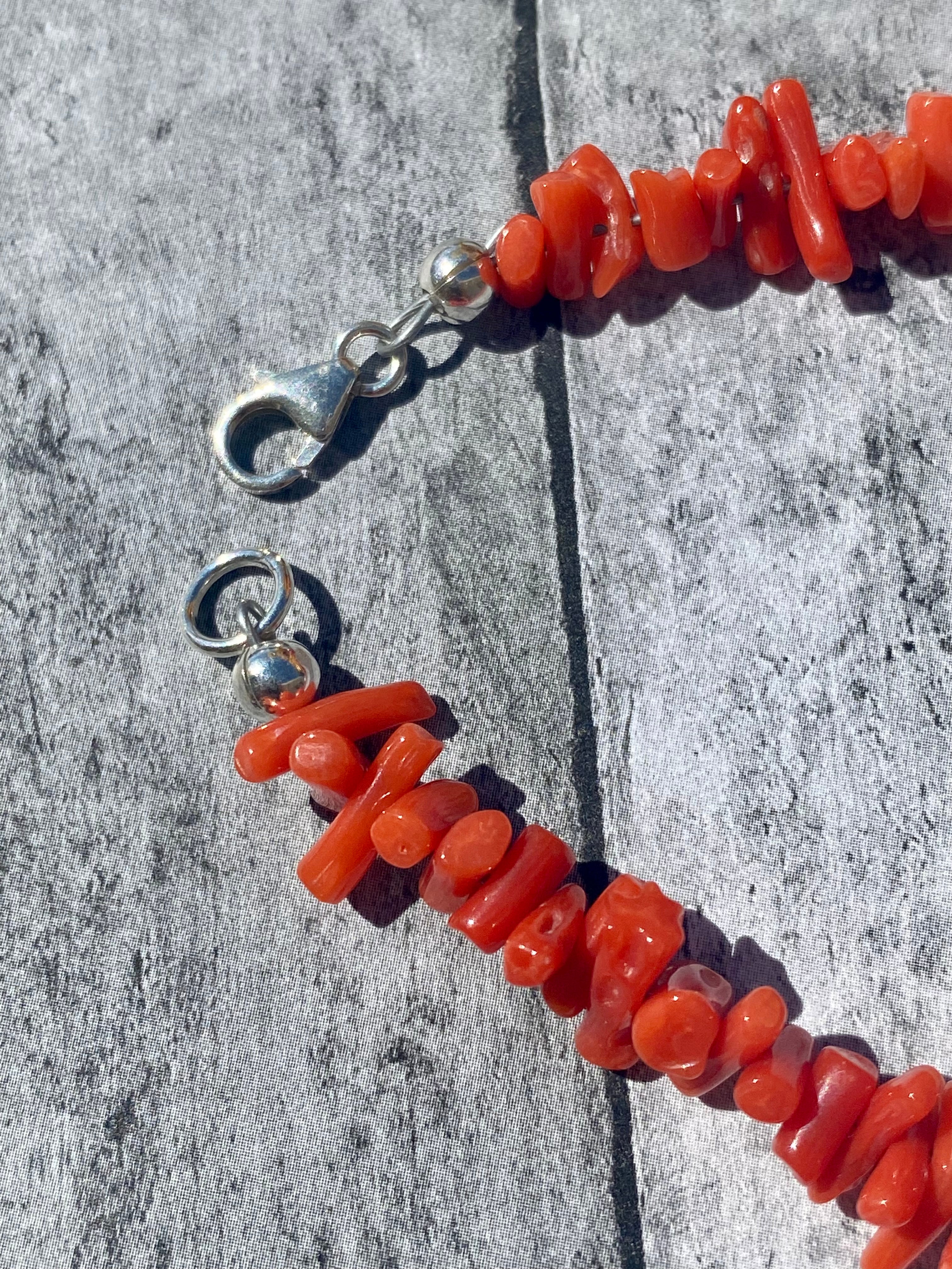 Handmade Southwest Red Coral & Sterling Silver Bracelet