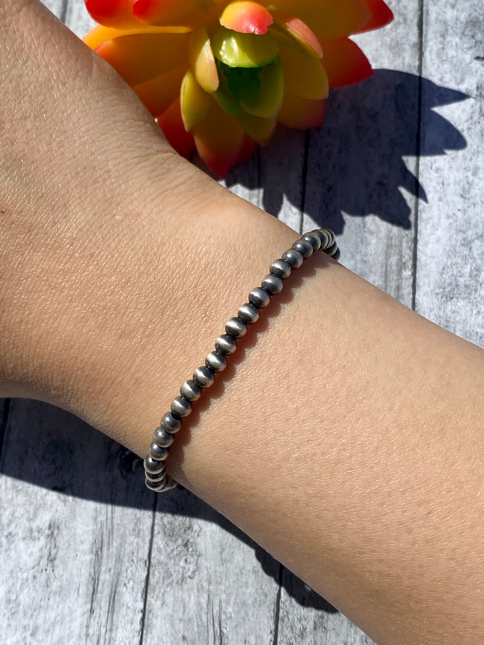 Mason Lee Sterling Silver 4 MM Pearl Adjustable Bracelet