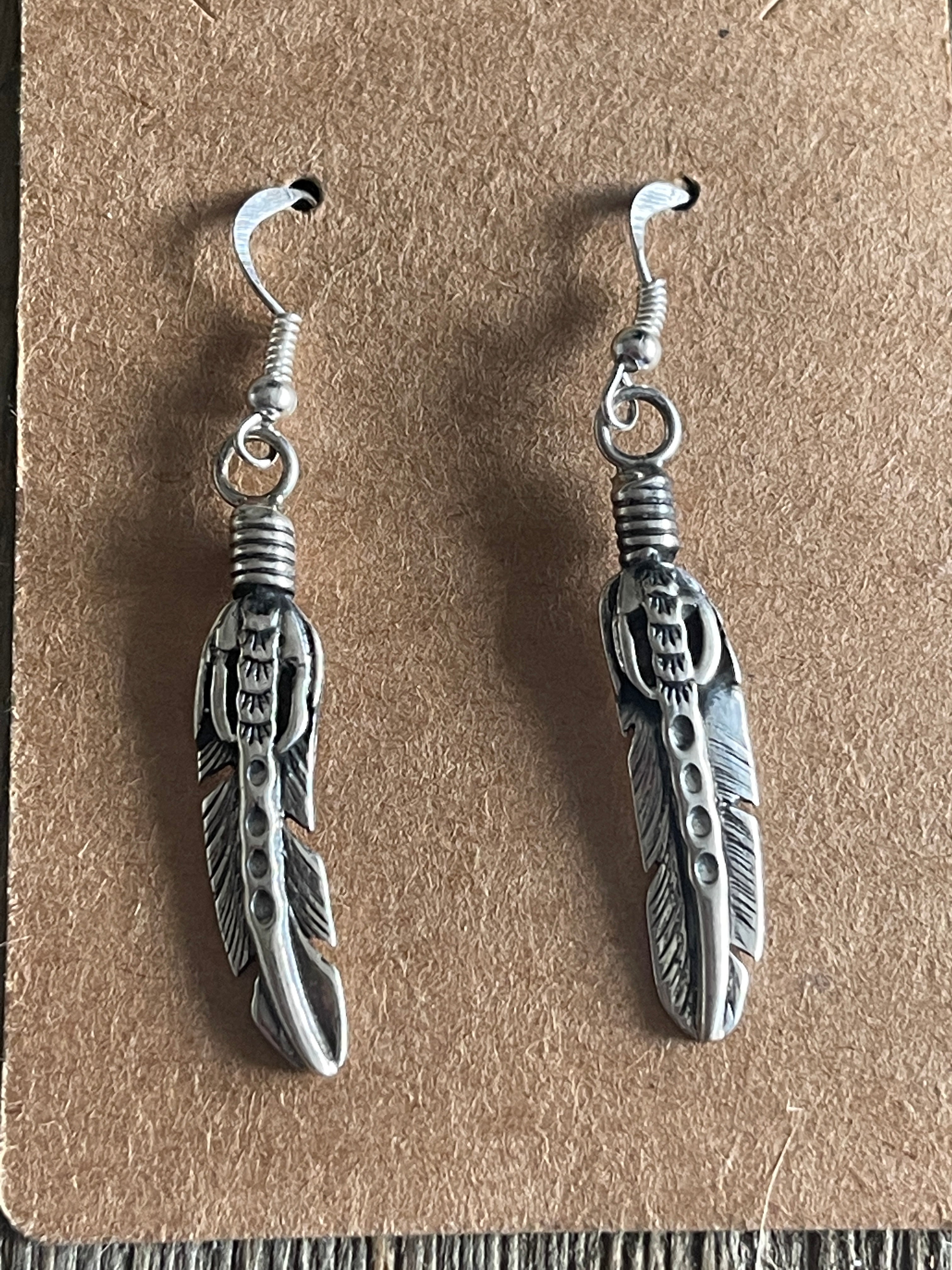Navajo Made Sterling Silver Feather Necklace Set